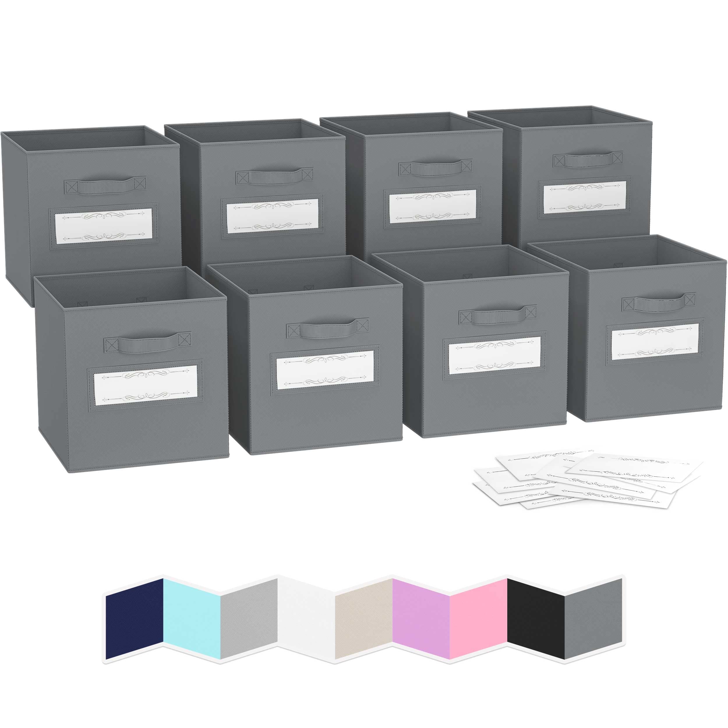 8-Pack Heavy-Duty 11 Inch Grey Cube Storage Baskets - Organizer Bins for Shelves, Closet, Nursery & Office - Perfect for Cubby Storage Boxes & Home Organization