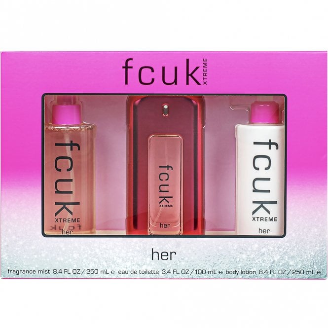 FCUK Xtreme Her Gift Set for Women - 100ML Eau De Toilette Spray + 250ML Body Lotion + 250ML Fragrance Mist - Perfect for Birthday, Anniversary & Valentine's Day Gifts