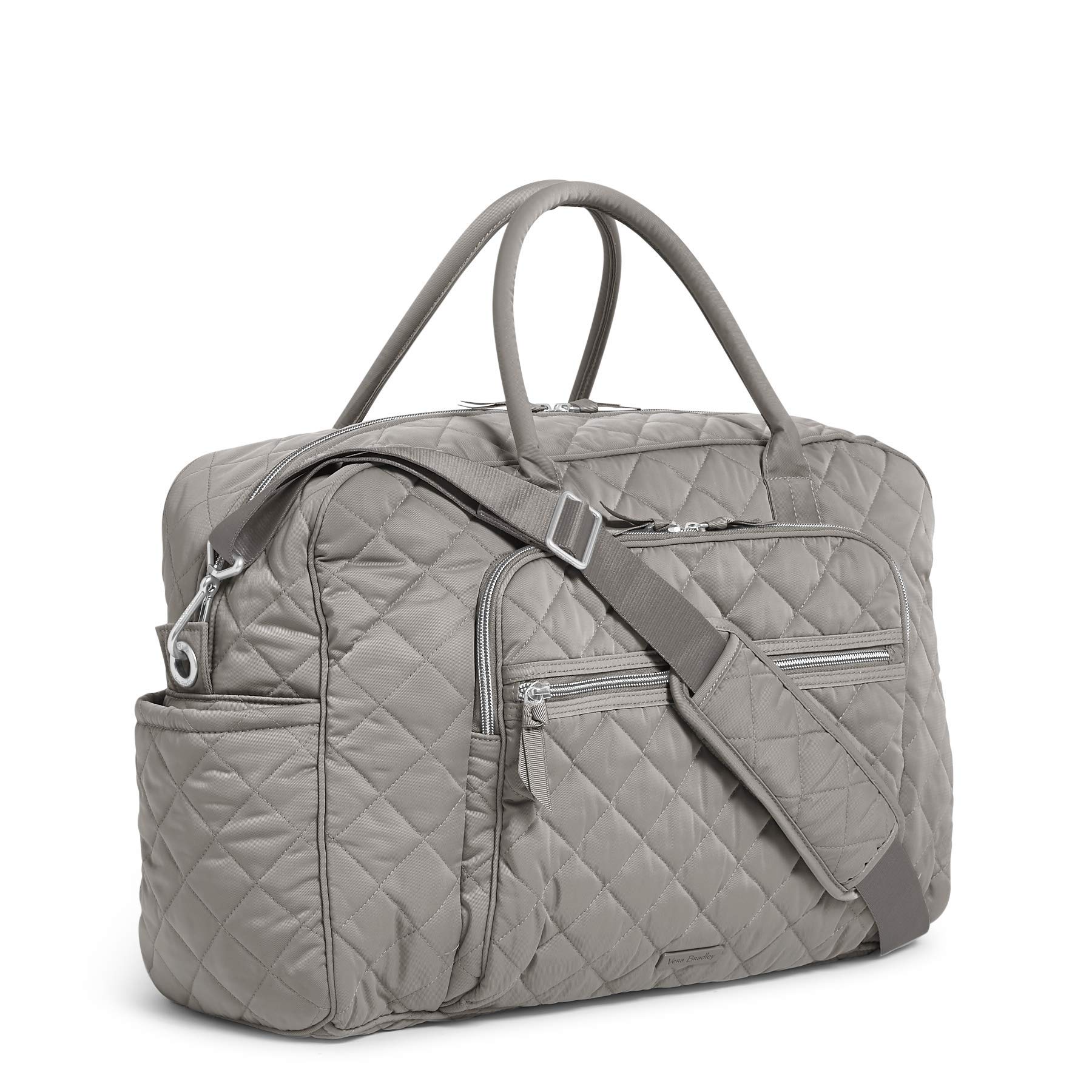 Vera Bradley Women's Performance Twill Weekender Travel Bag - Lightweight Carry-On Overnight Bag for Women, Tranquil Gray, Perfect for Weekend Getaways & Business Trips