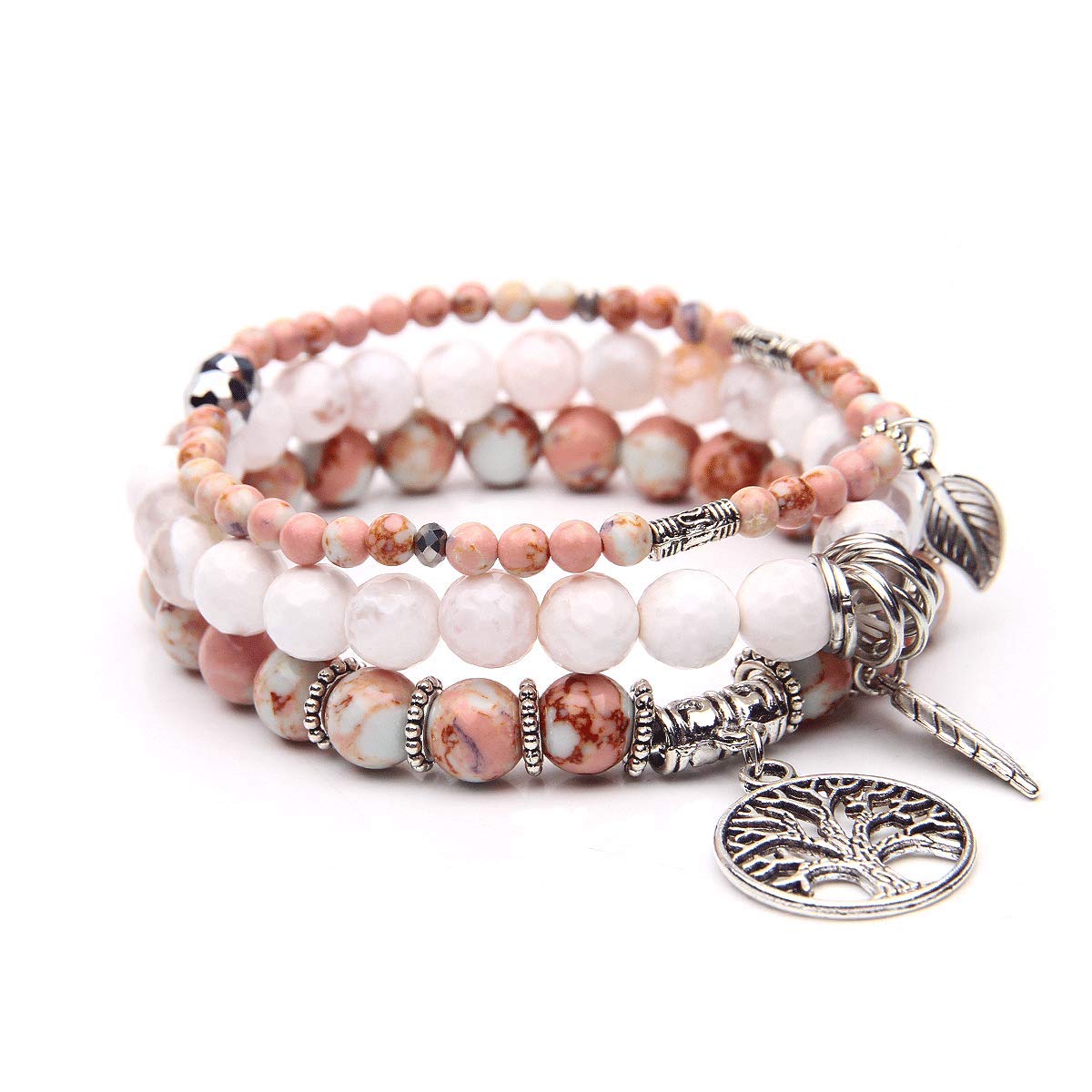Healing Stone Crystal Beaded Bracelets for Women - Tree of Life Yoga Stretch Bracelet Set, Spiritual Jewelry Birthday Gifts for Her - Perfect for Meditation, Yoga & Everyday Wear