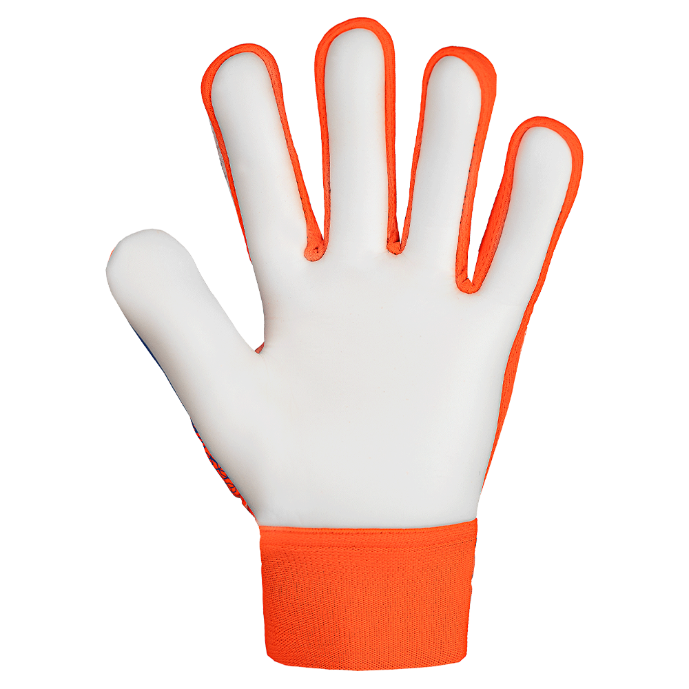 Reusch Starter Solid Finger Support Junior Goalkeeper Gloves (Orange/Blue) - Perfect for Youth Soccer Training & Match Performance