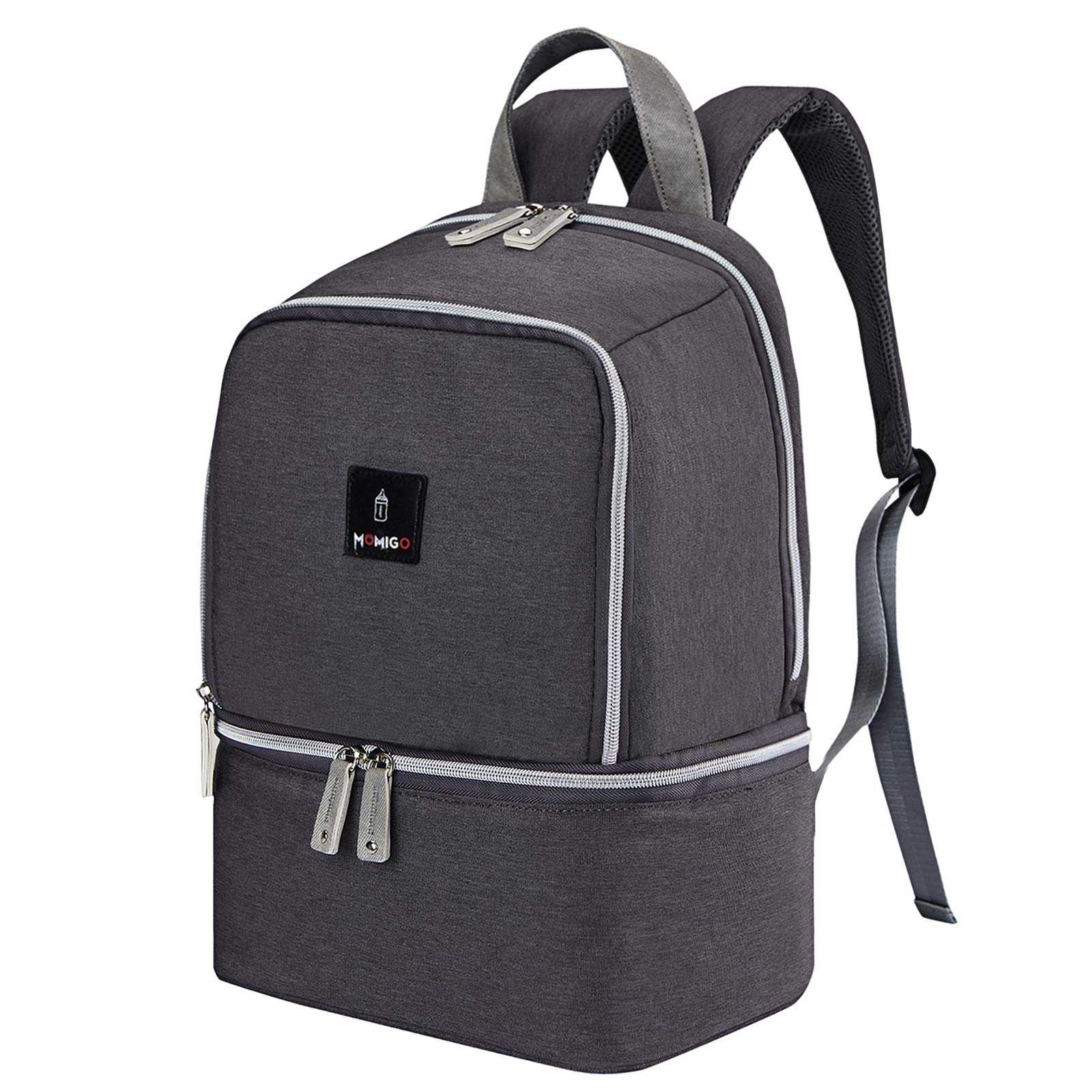 Breast Pump Backpack with Cooler & Moistureproof Double Layer - Large Nursing Bag for Working Moms, Fits Most Breast Pumps (Grey) | Perfect for Office Commute, Travel & Outdoor Activities