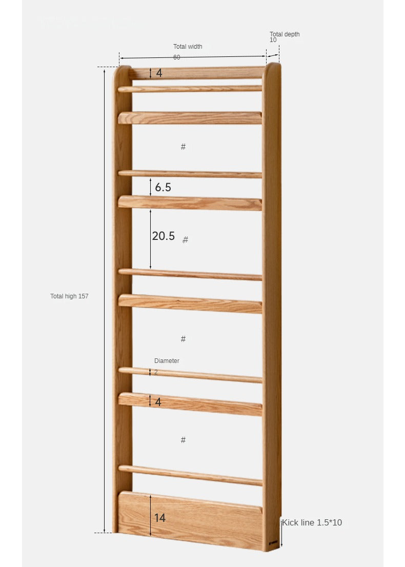 Solid Oak Wood Wall-Mounted Ultra-Thin Bookshelf - Modern Floating Shelf for Living Room, Bedroom, or Office Storage & Display