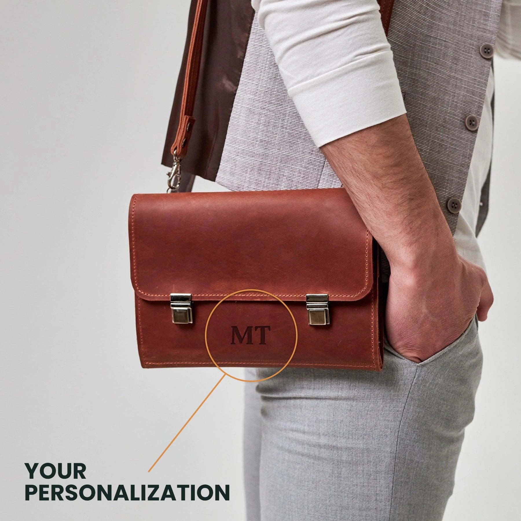 Premium PU Leather Notebook Cover with Adjustable Shoulder Strap - Stylish & Durable Laptop Sleeve for Work, School & Travel