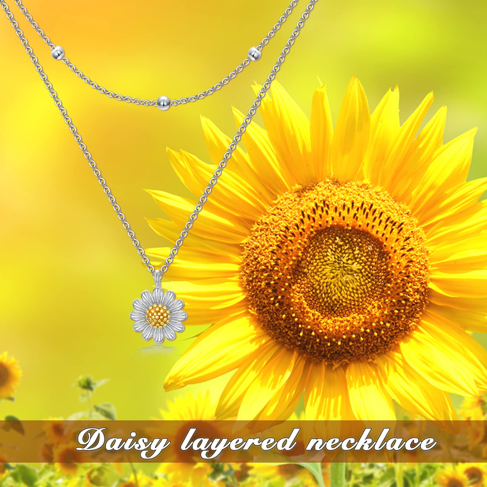 Tree of Life Lotus Daisy Layered Sterling Silver Choker Necklace for Women - Elegant Stacked Jewelry Gift for Everyday Wear, Date Nights & Special Occasions