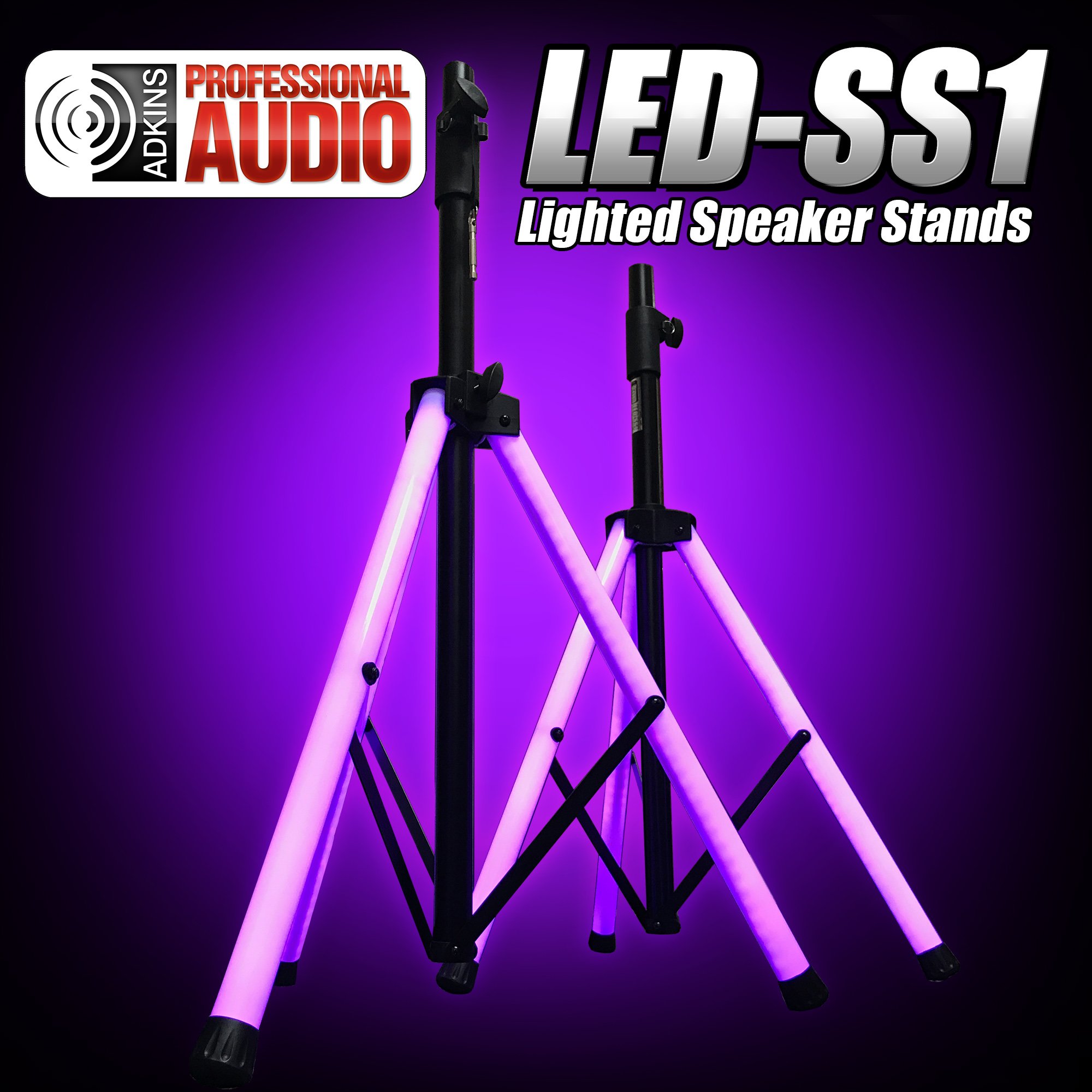 15 Inch Professional DJ Speaker Pair with Stands & LED Lights – Adkins DJSYS-81 – Perfect for Nightclubs, Parties & Live Events