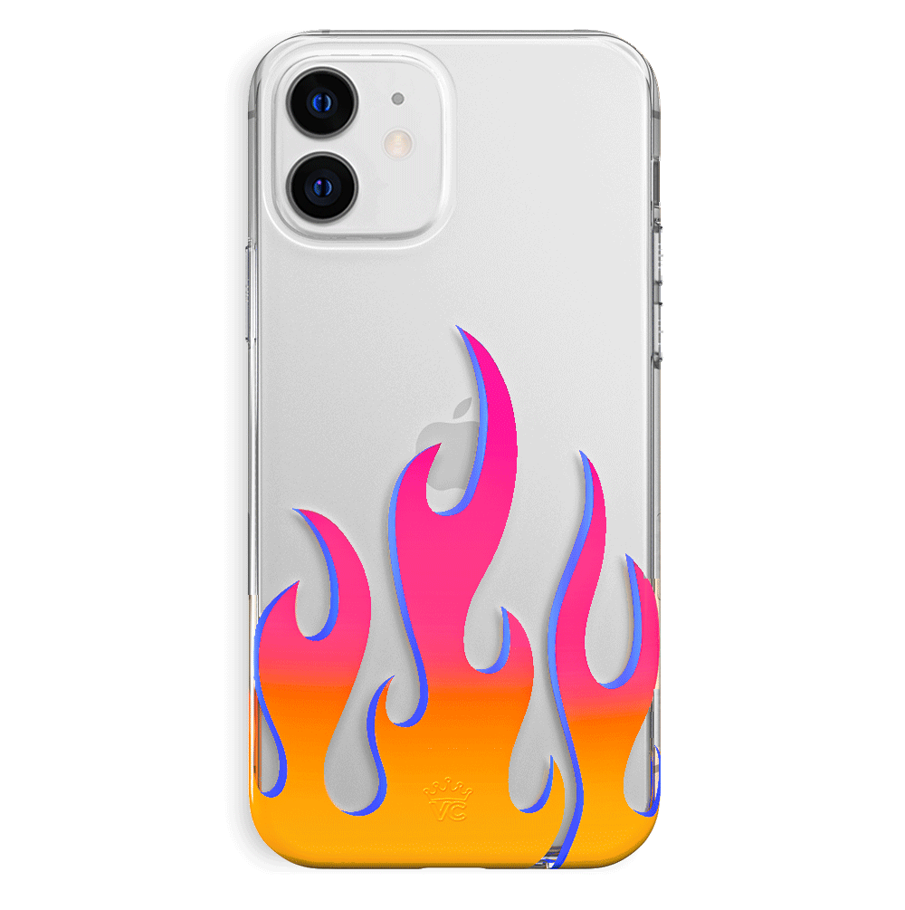 Flames Clear iPhone Case - Durable Protective Cover for iPhone 12/13/14/15 Pro Max - Slim Scratch-Resistant Shockproof Phone Case - Perfect for Daily Use, Travel & Outdoor Activities