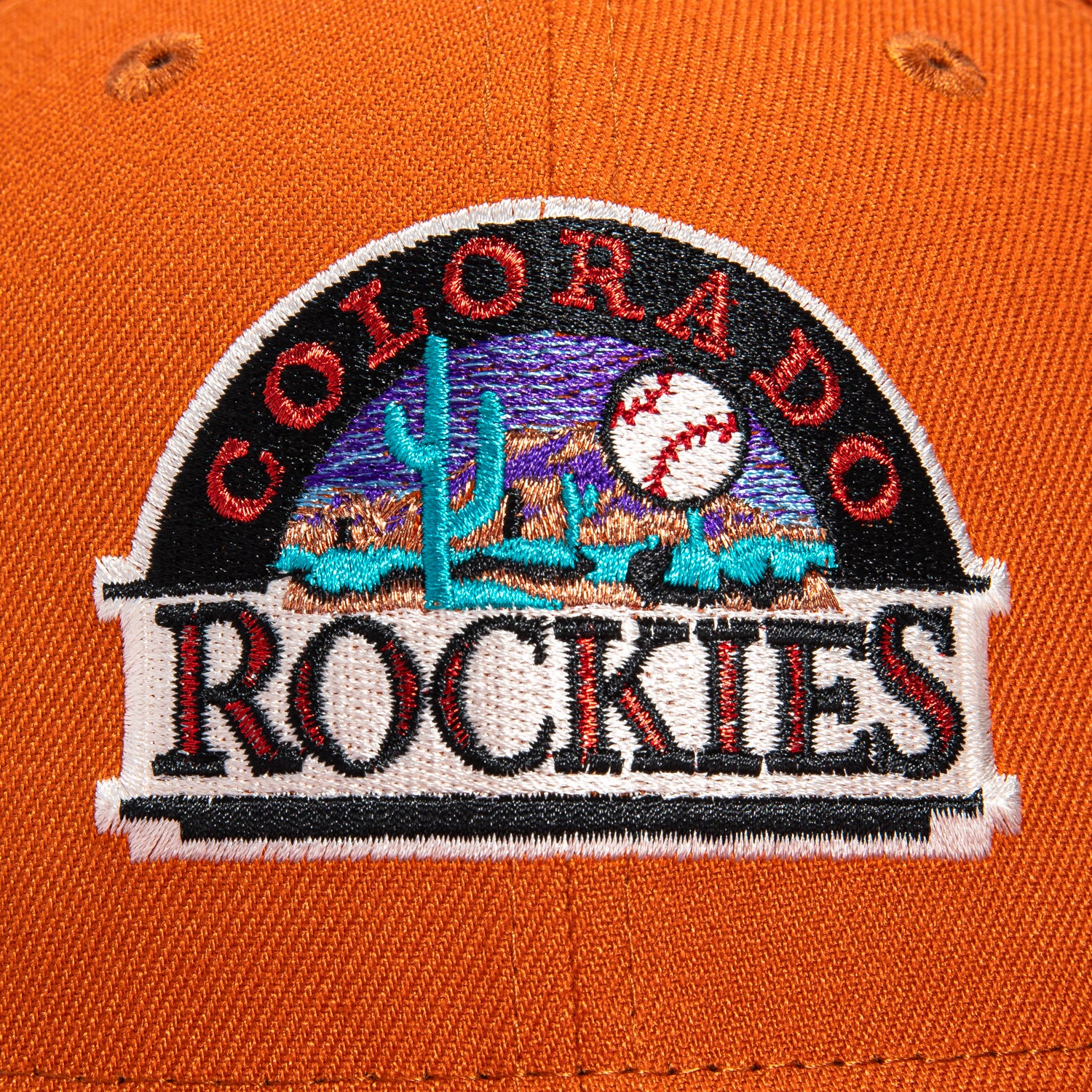 New Era 59Fifty Colorado Rockies 10th Anniversary Patch Alternate Baseball Cap - Burnt Orange, Sedona Red & Teal - Official MLB Licensed Hat for Baseball Fans & Sports Enthusiasts - Perfect for Games, Collecting & Casual Wear