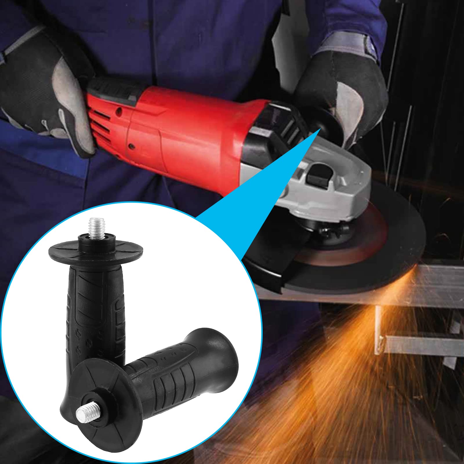 2Pcs 8mm Diameter Thread Angle Grinder Side Handle - Durable Plastic Replacement Handle for Angle Grinders & Sanders - Perfect for Woodworking, Metal Cutting & DIY Projects