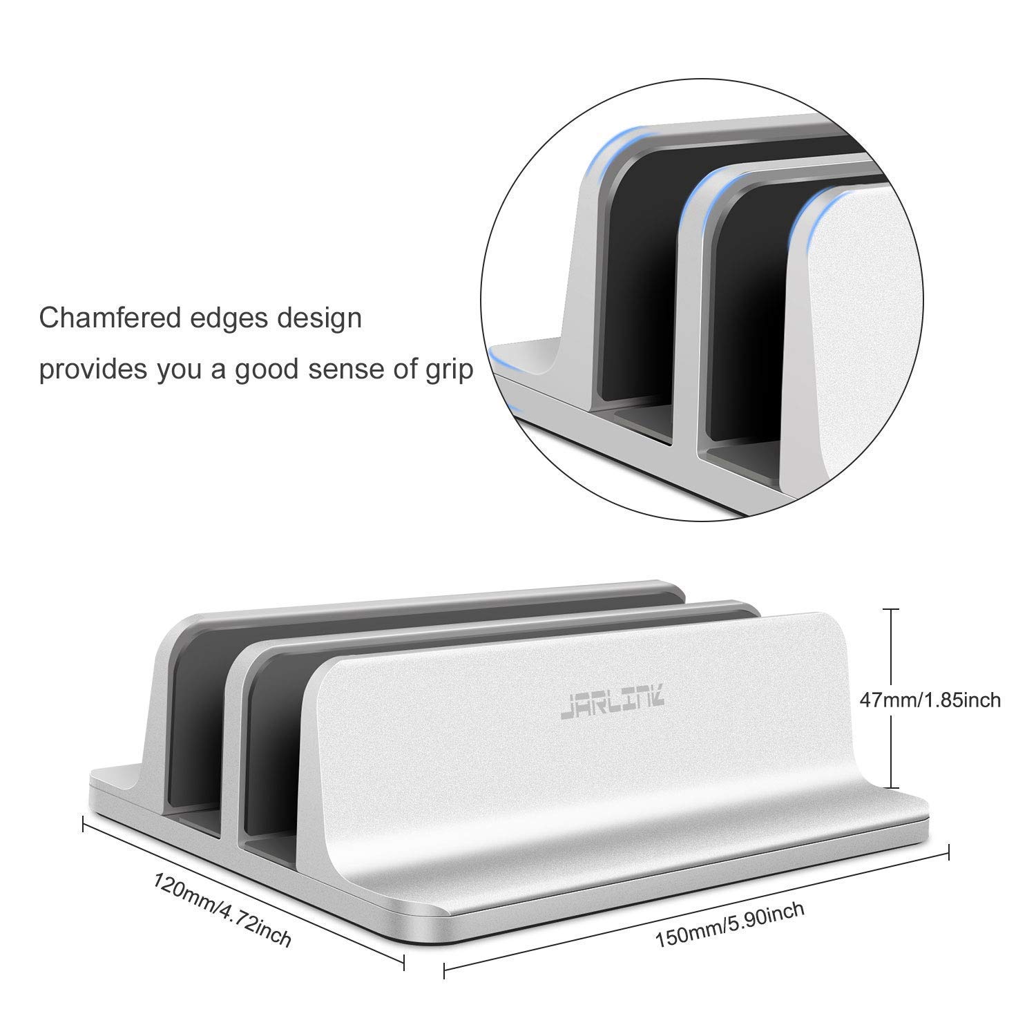 JARLINK Vertical Laptop Stand with Docking Station - Adjustable Double Desktop Stand Holder for Laptop (Up to 17.3