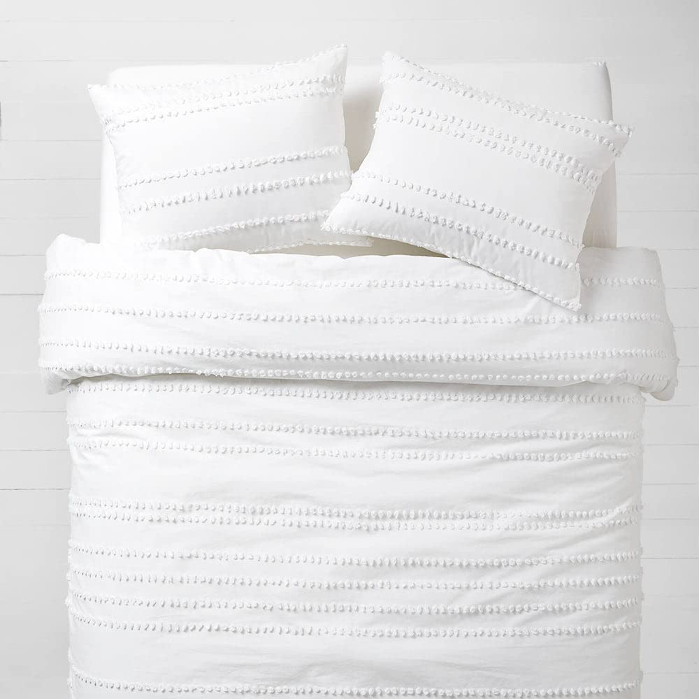 Billie Pom Pom Stripe Comforter and Sham Set - Soft & Cozy Bedding for Girls' Room, Teen Bedroom Decor, Dorm Essentials | Perfect for Winter Nights & Cozy Sleepovers