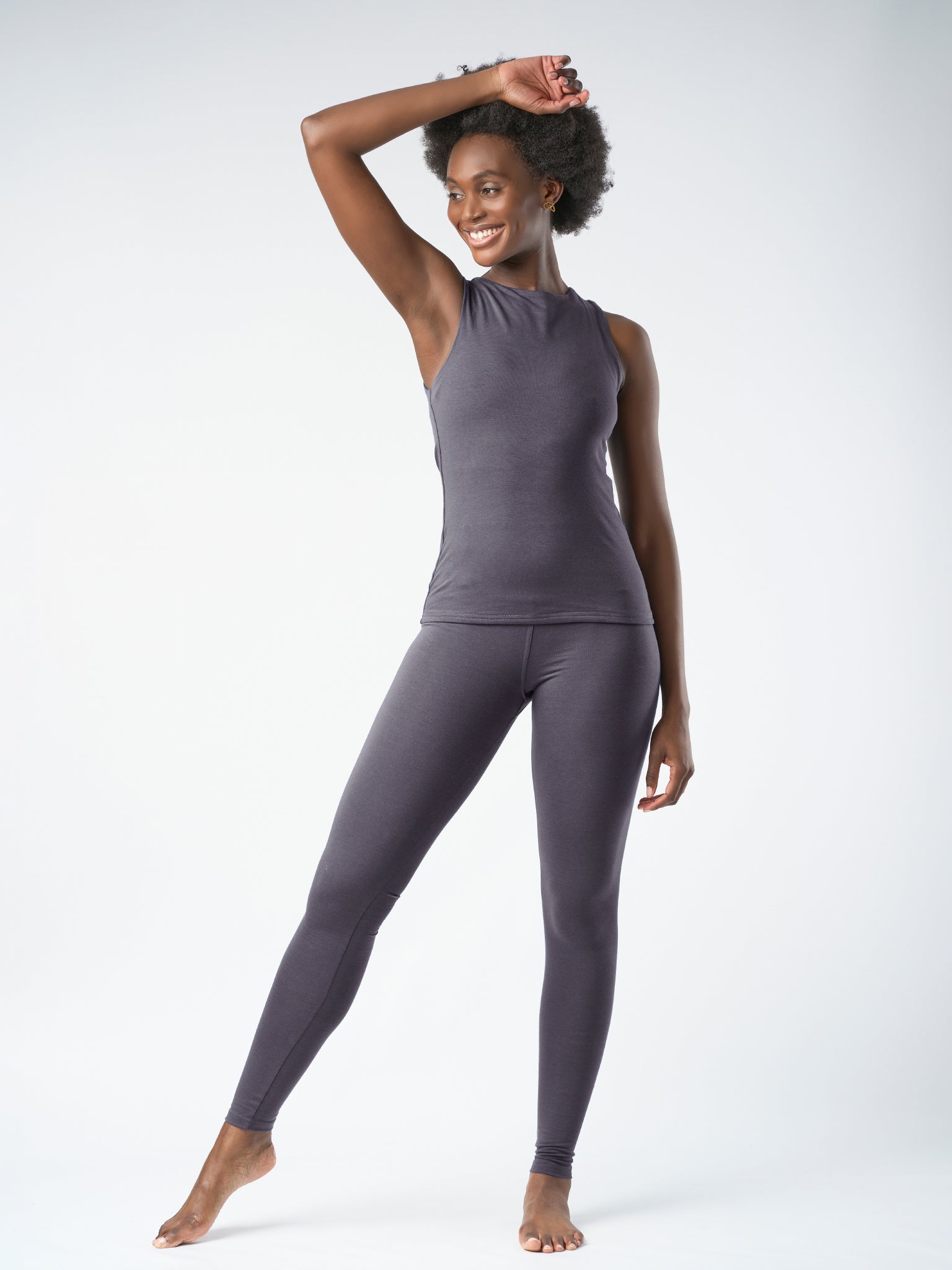 Gossypium Rhythm Yoga Leggings for Women - High Waisted Stretchy Workout Pants in Ash Grey | Perfect for Yoga, Pilates & Gym