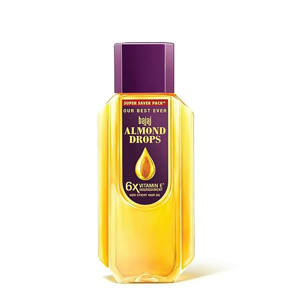 Bajaj Almond Drops Hair Oil 625ml - 6X Vitamin E Enriched with Almond Oil | Lightweight Non-Sticky Formula for Hair Fall Control | Promotes Hair Growth & Nourishment | Perfect for Daily Hair Care & Scalp Massage