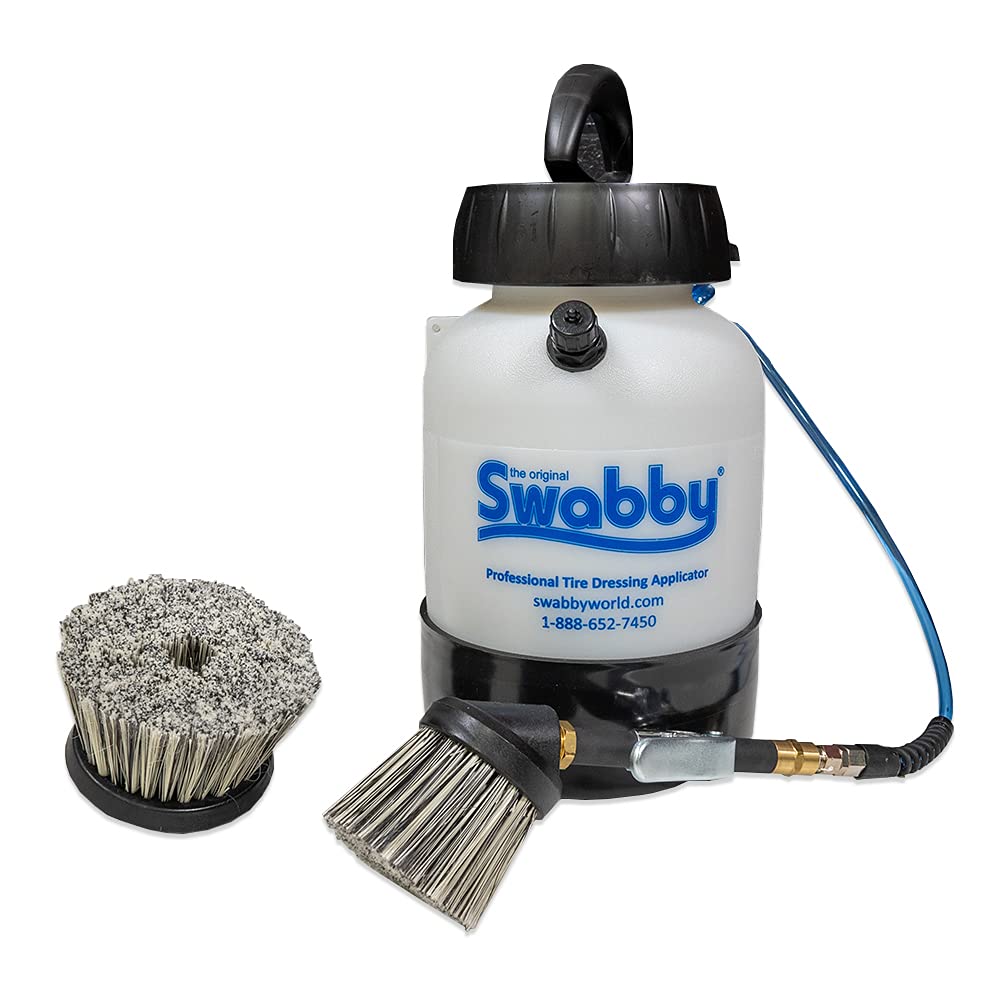 1 Gallon Plastic Tire Dressing Sprayer with 3in & 6in Brushes - Long Lasting Tire Shine & Protection for Cars, Trucks, SUVs - Perfect for Auto Detailing & Car Wash Maintenance