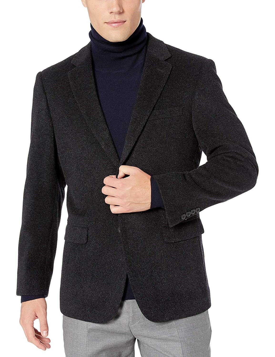 Premium Men's 2-Button Wool Cashmere Blazer - Slim Fit Business Suit Jacket for Office, Wedding & Formal Events (Multiple Colors Available)