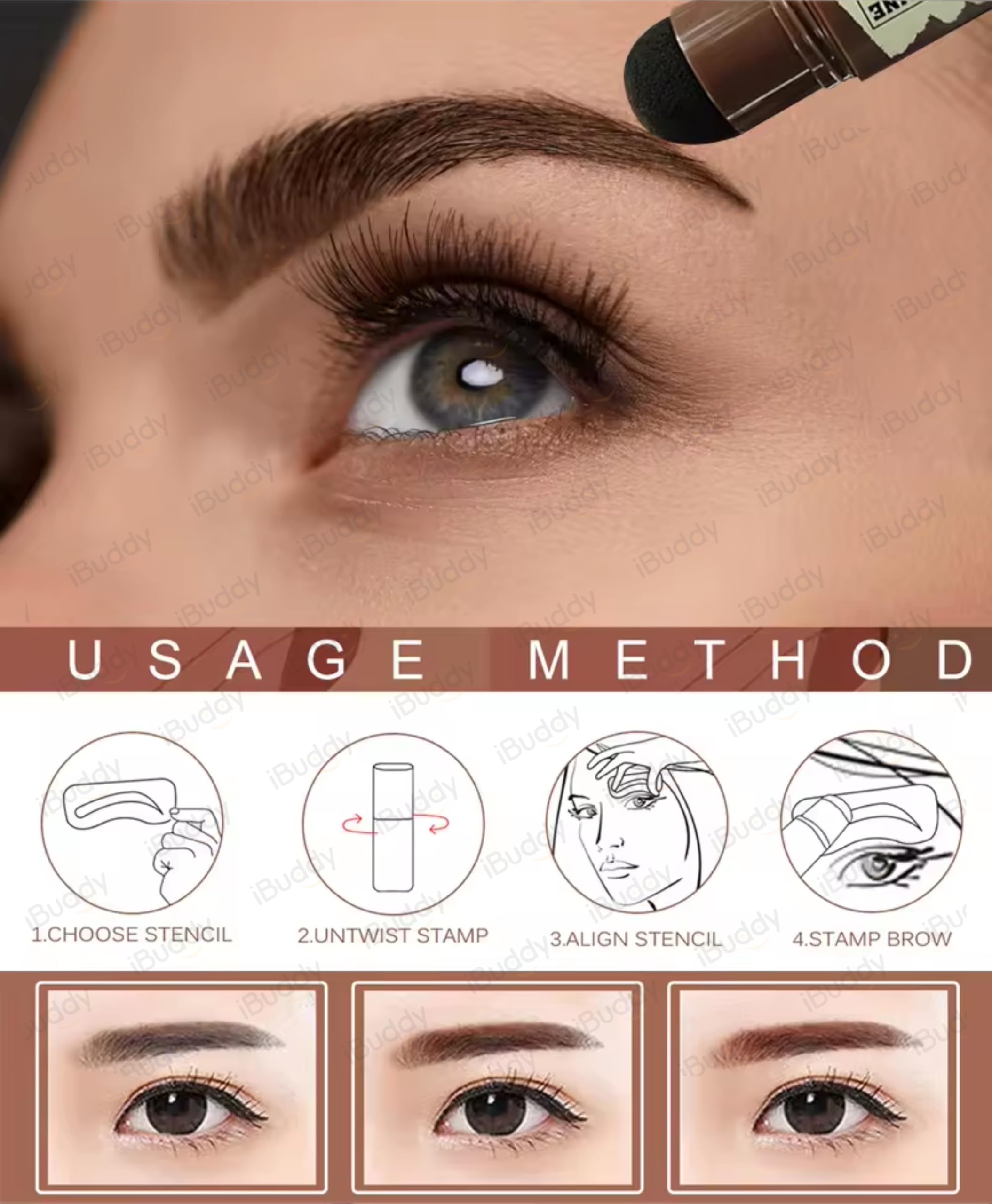 iBuddy Natural Hairline Powder - Black Root Touch-Up Stick with Sponge Pen for Gray Hair Coverage | Quick & Easy Hair Shading for Men & Women | Perfect for Daily Use, Travel & On-the-Go Touch Ups (1 Count)