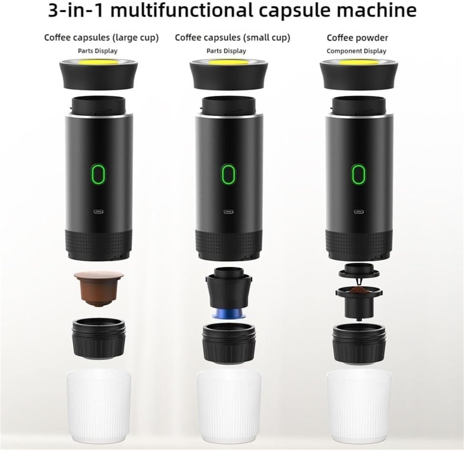 Go Brew V2.0 Portable Espresso Machine - 3-in-1 Wireless Electric Coffee Maker for Travel, Camping & Car Use - Self-Heating Compact Espresso Maker (Green) | Perfect for Outdoor Adventures, Road Trips & Office Breaks