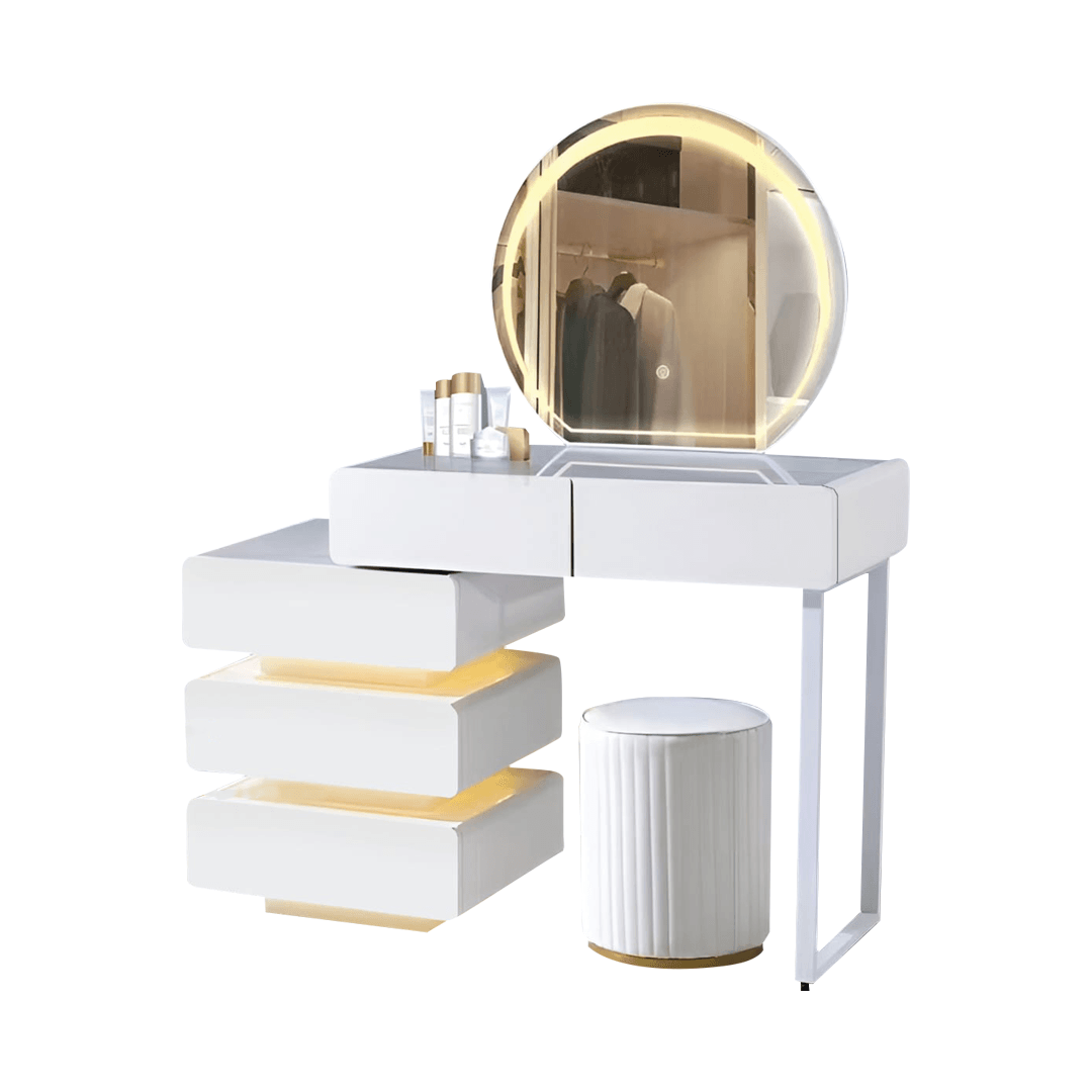 Hazelia Extendable Vanity Dressing Table with Mirror - Adjustable Makeup Desk for Bedroom, Perfect for Small Spaces & Cosmetics Organization