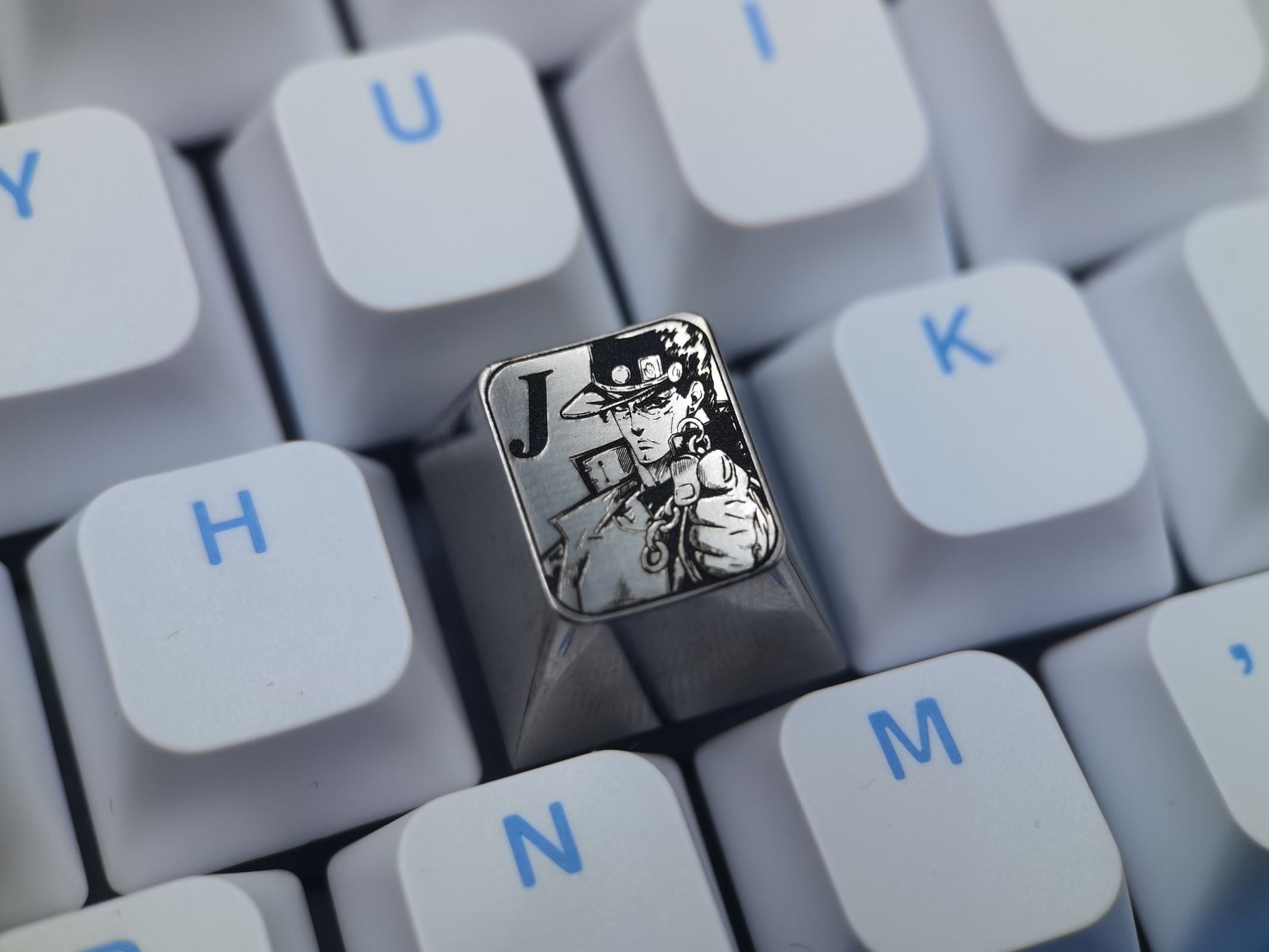 JoJo's Bizarre Adventure J Key Position - Premium Titanium Alloy Carved Keycaps for Mechanical Keyboards | Personalized & Decorative Gaming Keycaps for Anime Fans | Perfect for Custom Keyboard Builds & Gift Giving