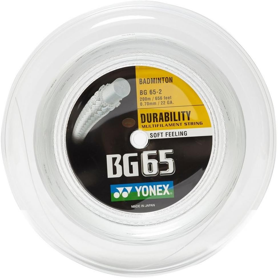 Yonex BG 65 Badminton String Reel 200m - Premium Badminton Racket String for Durability & Control - Perfect for Tournament Play & Professional Training