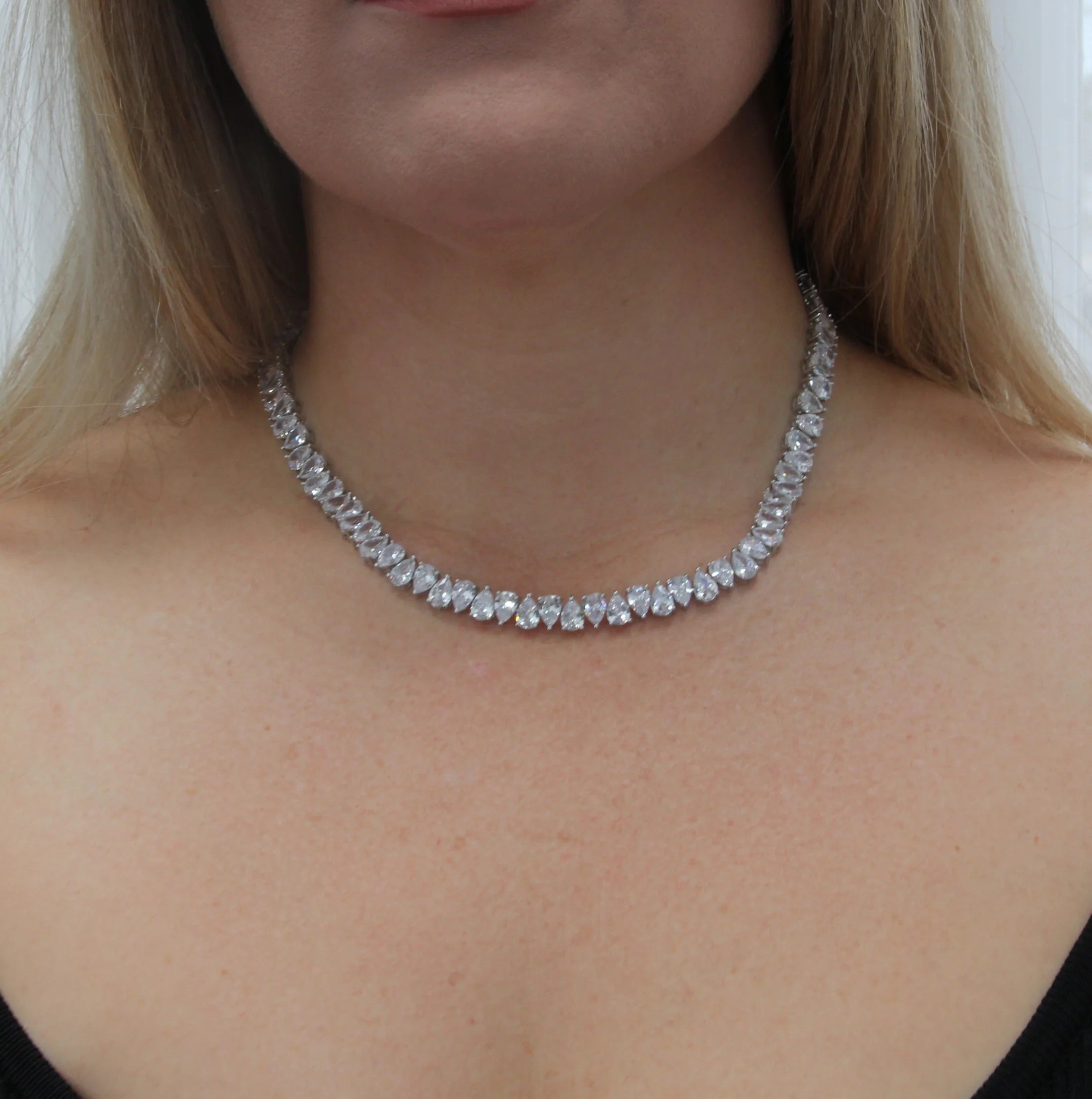 Elegant Rose Gold Choker Necklace with White Zirconia Stones - Perfect for Weddings, Parties & Special Occasions