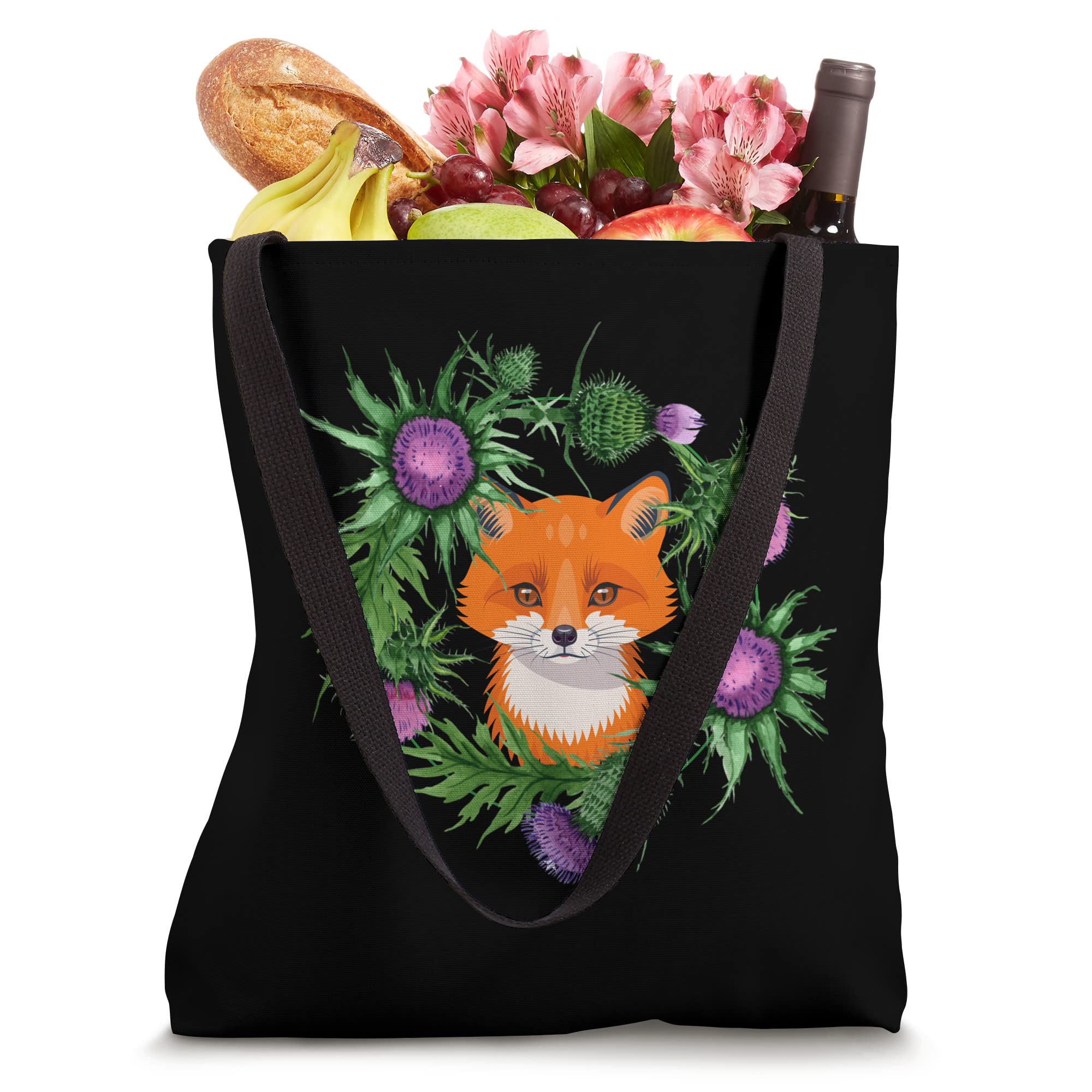 Stylish Fox in the Thistles Canvas Tote Bag - Eco-Friendly Reusable Shopping Bag for Women, Perfect for Groceries, Beach & Daily Use