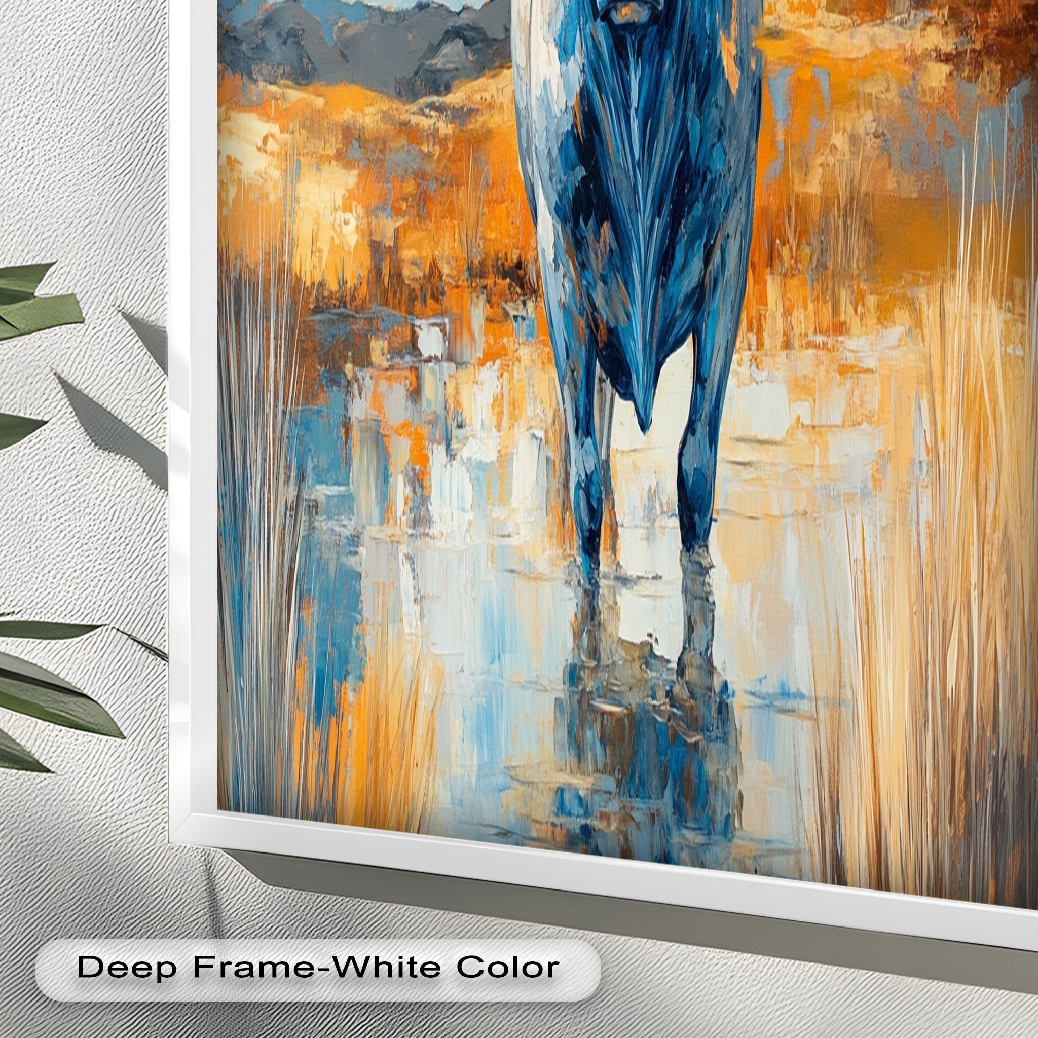 Blue Desert Bull - Hand Painted Animal Oil Canvas Artwork | Western Wildlife Decor for Living Room, Bedroom & Office
