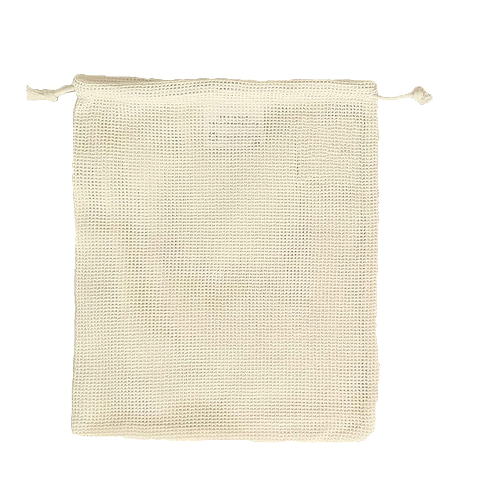 Organic Cotton Drawstring Storage Bag - 20x25cm Mesh Pocket for Fruits, Housekeeping & Organizers | Perfect for Grocery Shopping, Travel & Home Organization (Size B)