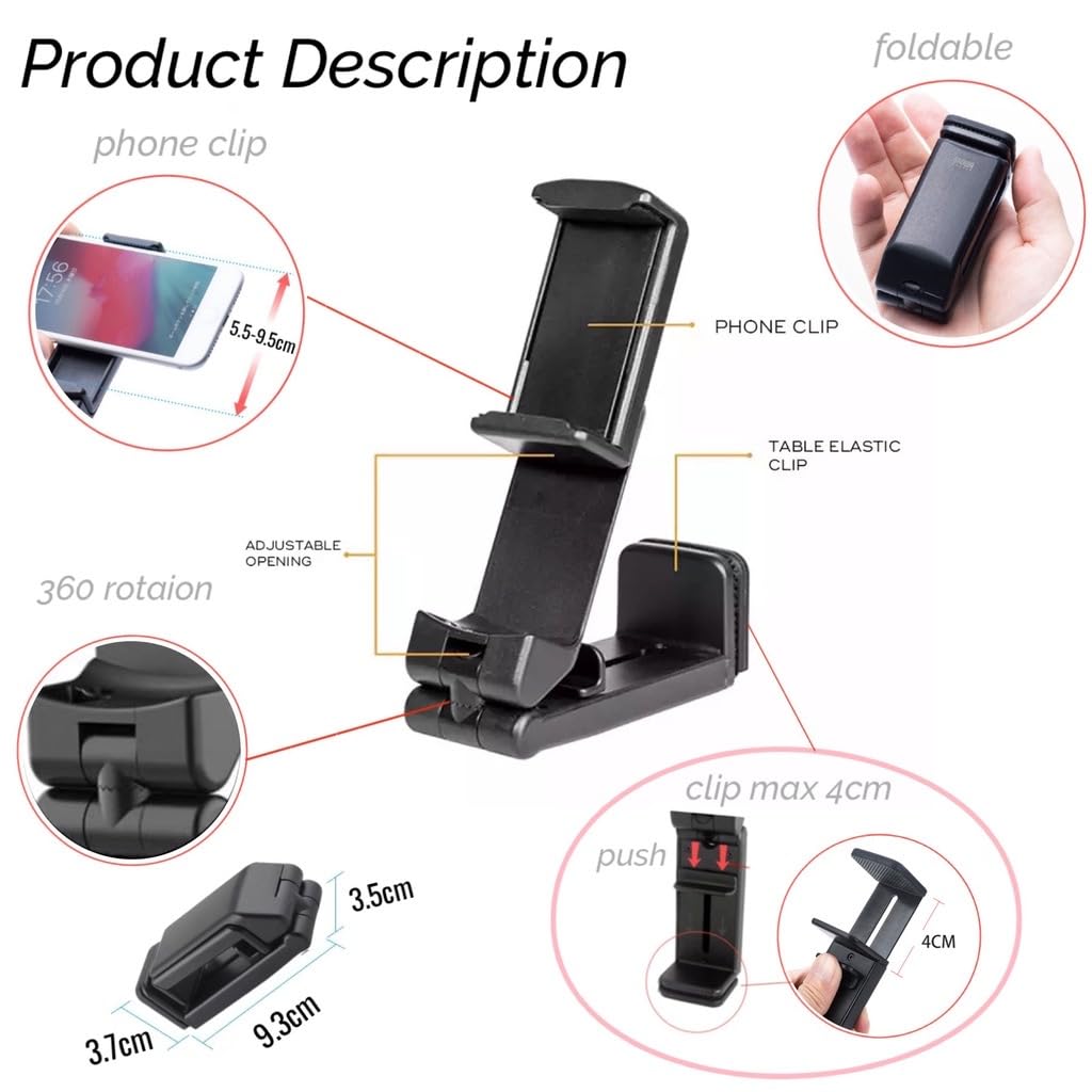 360° Rotating Airplane Phone Holder - Foldable Travel Phone Mount for Tray Table | Portable Flight Essentials for Men, Women & Kids | Perfect for In-Flight Entertainment, Work & Travel Accessories