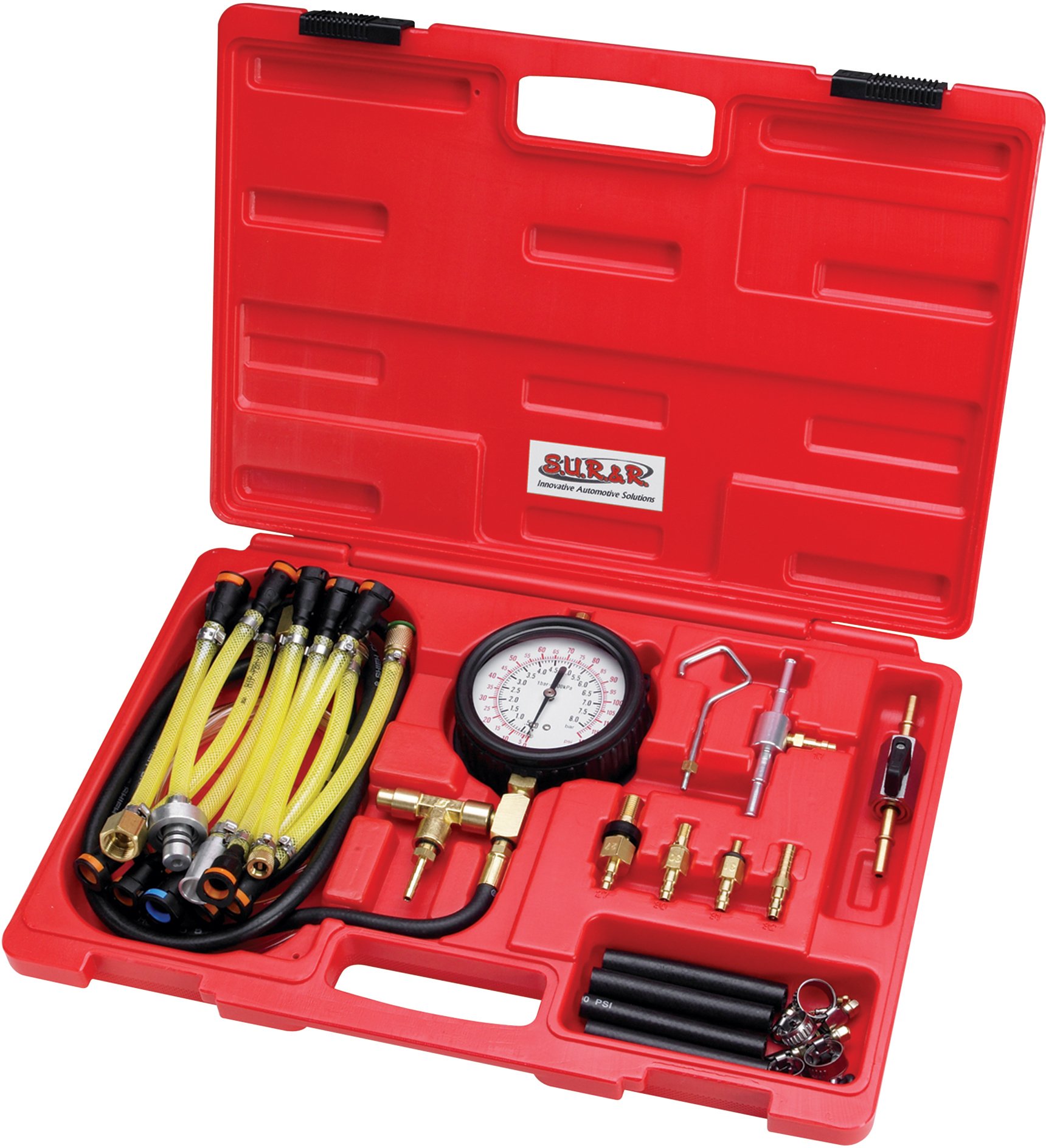 S.U.R. & R. FPT22 Deluxe 30-Piece Fuel Injection Pressure Tester Kit - Professional Automotive Diagnostic Tool for Cars, Trucks & SUVs - Perfect for Mechanics & DIY Enthusiasts