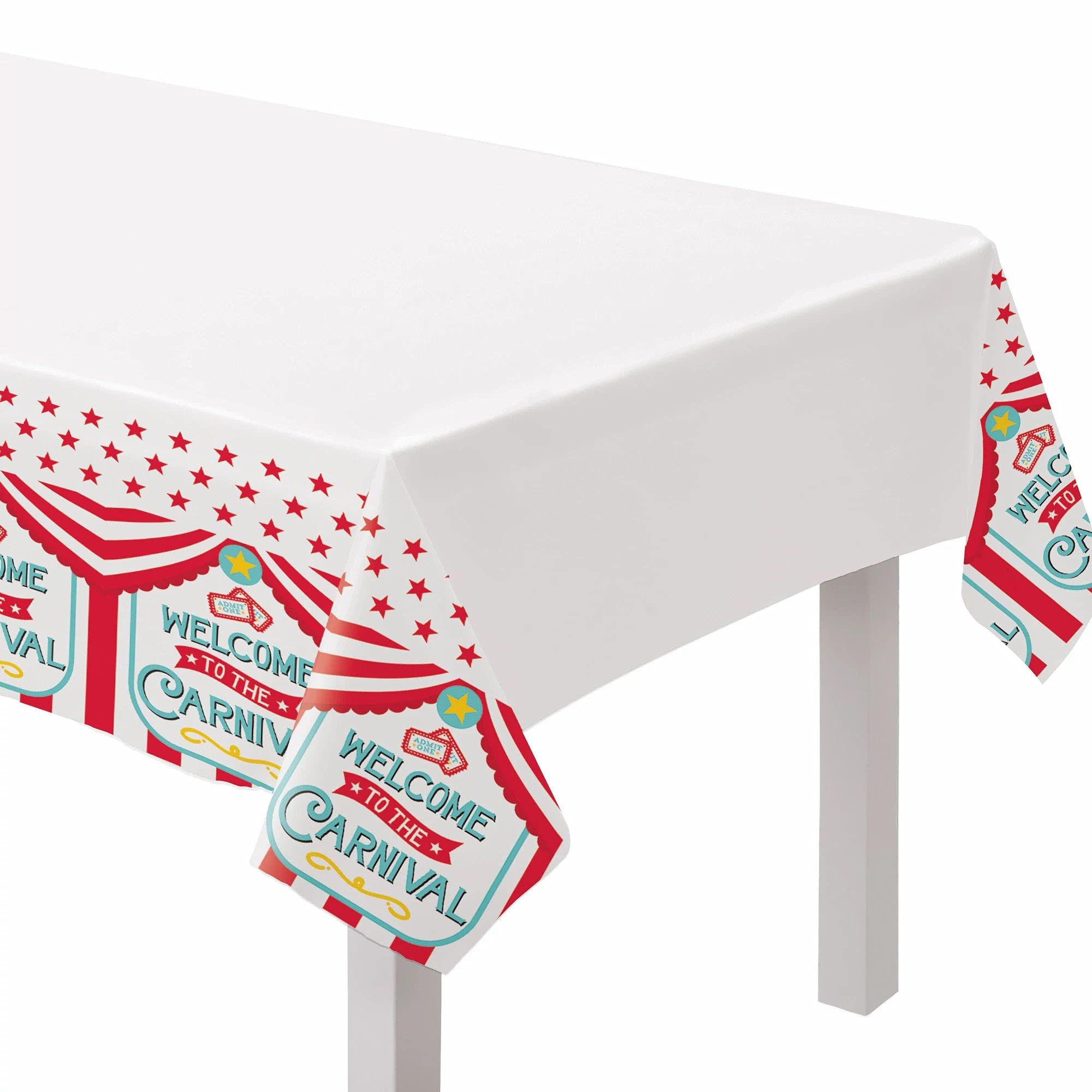 ClassicVariety 16-Person Party Bundle - Colorful Napkins, Plates & Table Cover for Carnival Theme - Includes Maze Game Activity Card | Perfect for Birthday Parties, Baby Showers & Family Gatherings