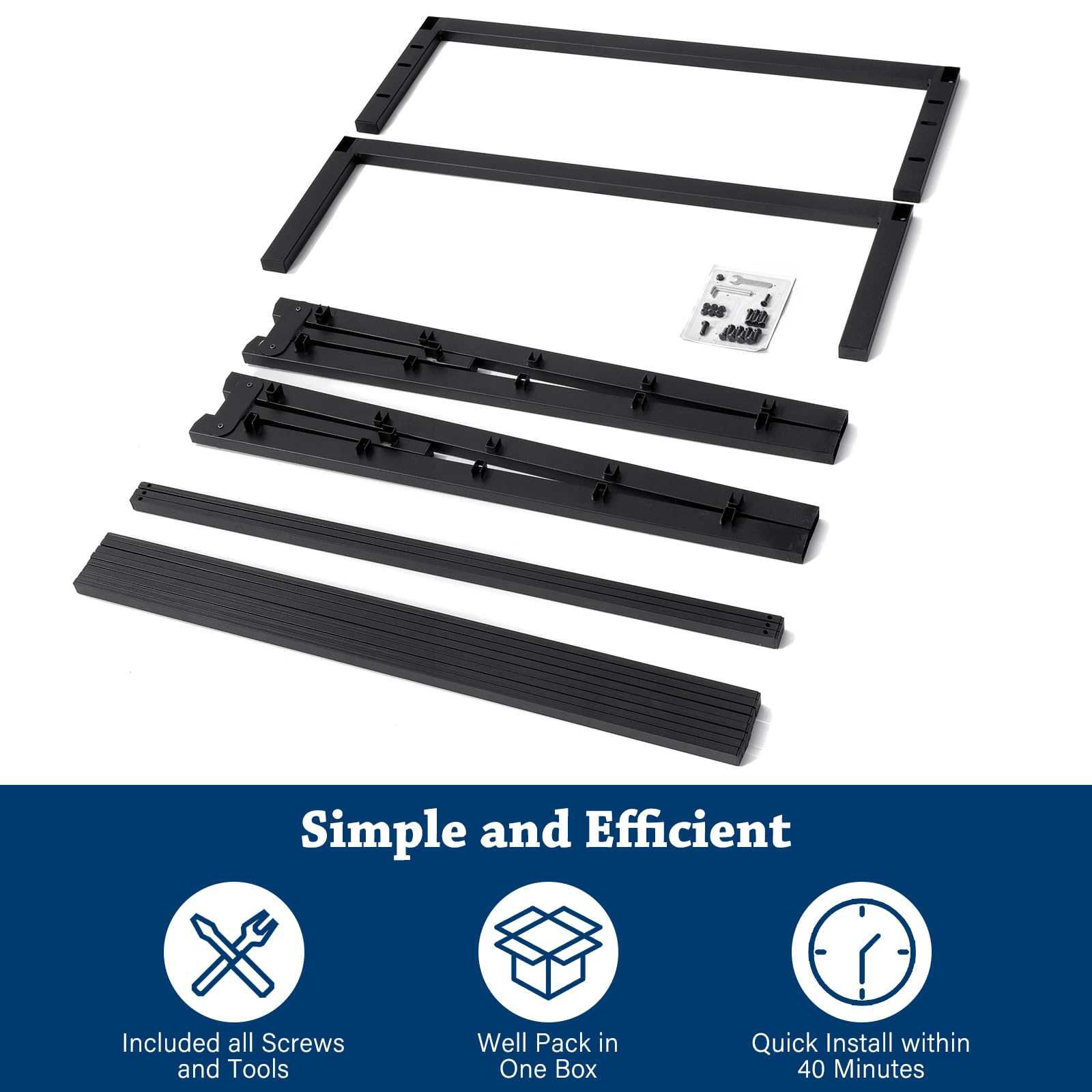 14 Inch Heavy Duty Metal Twin Bed Frame with Storage - No Box Spring Needed, Sturdy Steel Slats & Anti-Slip Support - Easy Quick Lock Assembly (Black) - Perfect for Small Spaces, Guest Rooms & Dormitories