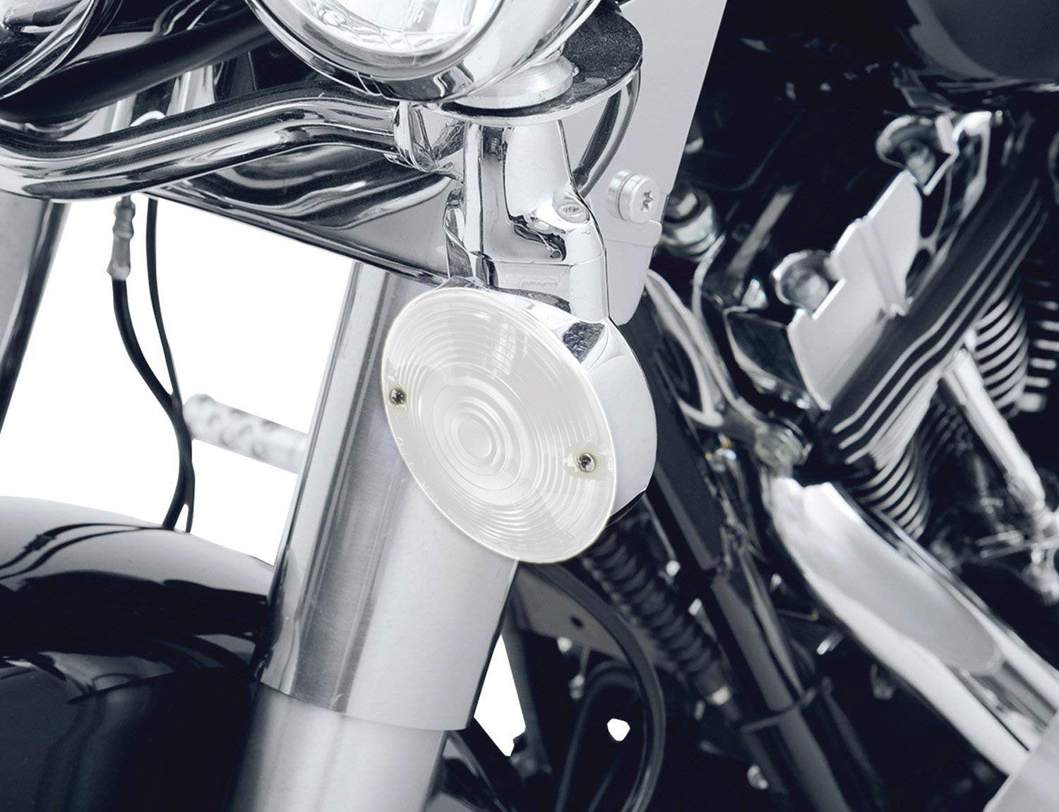Clear Lens Turn Signal Light Flat Lens Covers for Harley Davidson Motorcycle - High Visibility Replacement Parts for Custom Bike Builds & Safety Upgrades