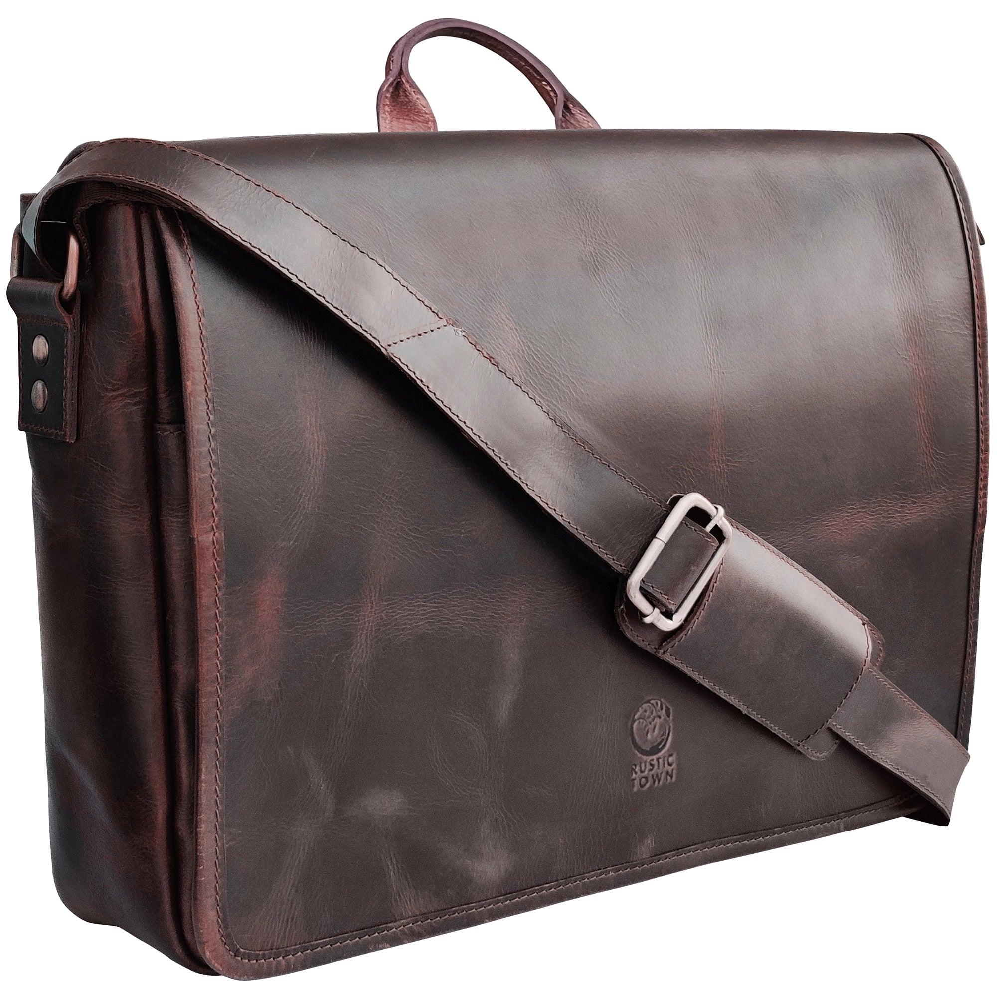 Premium Genuine Leather Laptop Messenger Bag for Men - Business Office Work, College School & Travel - Crossbody Satchel Briefcase for MacBook, iPad & Work Essentials