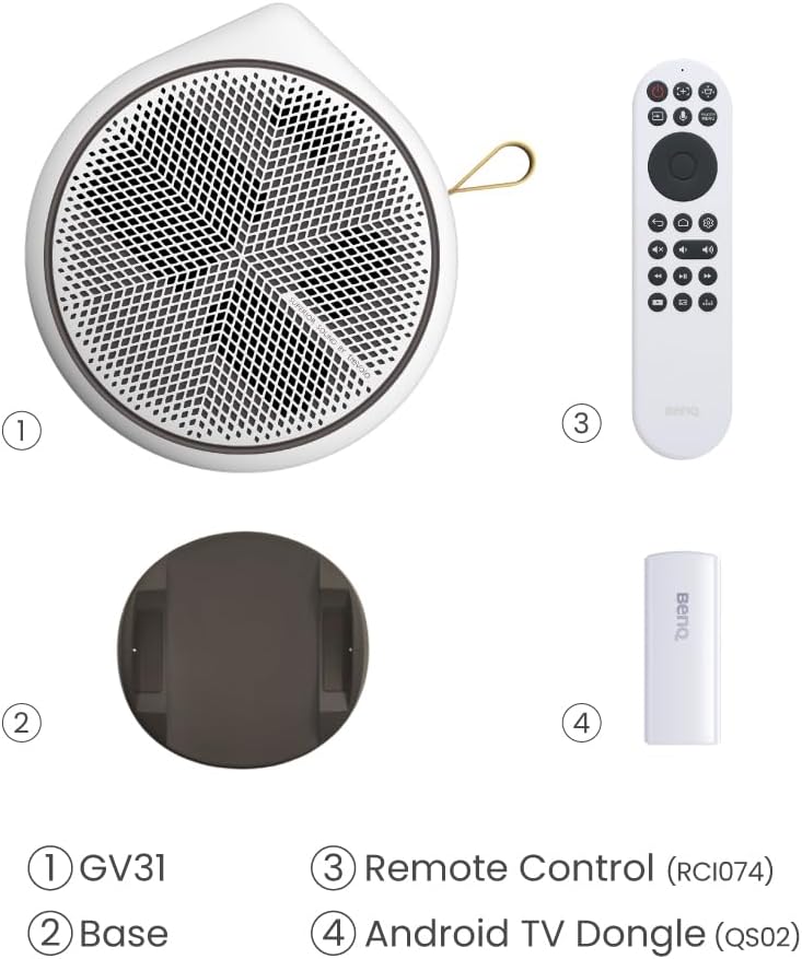 BenQ GV31 1080P Portable Smart Projector - 300 Lumens, 2.1CH Bass Bluetooth Speaker, Free Angle Projection for Home Theater, Outdoor Movies, and Gaming Entertainment