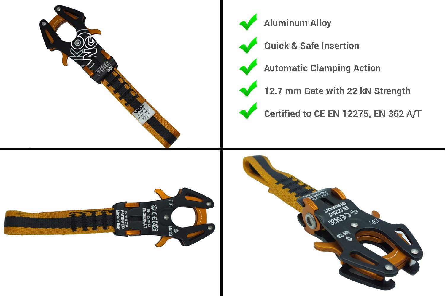 Kong Express Frog Quickdraw Carabiner 12cm - Lightweight Climbing Carabiner for Rock Climbing, Hiking & Outdoor Adventures