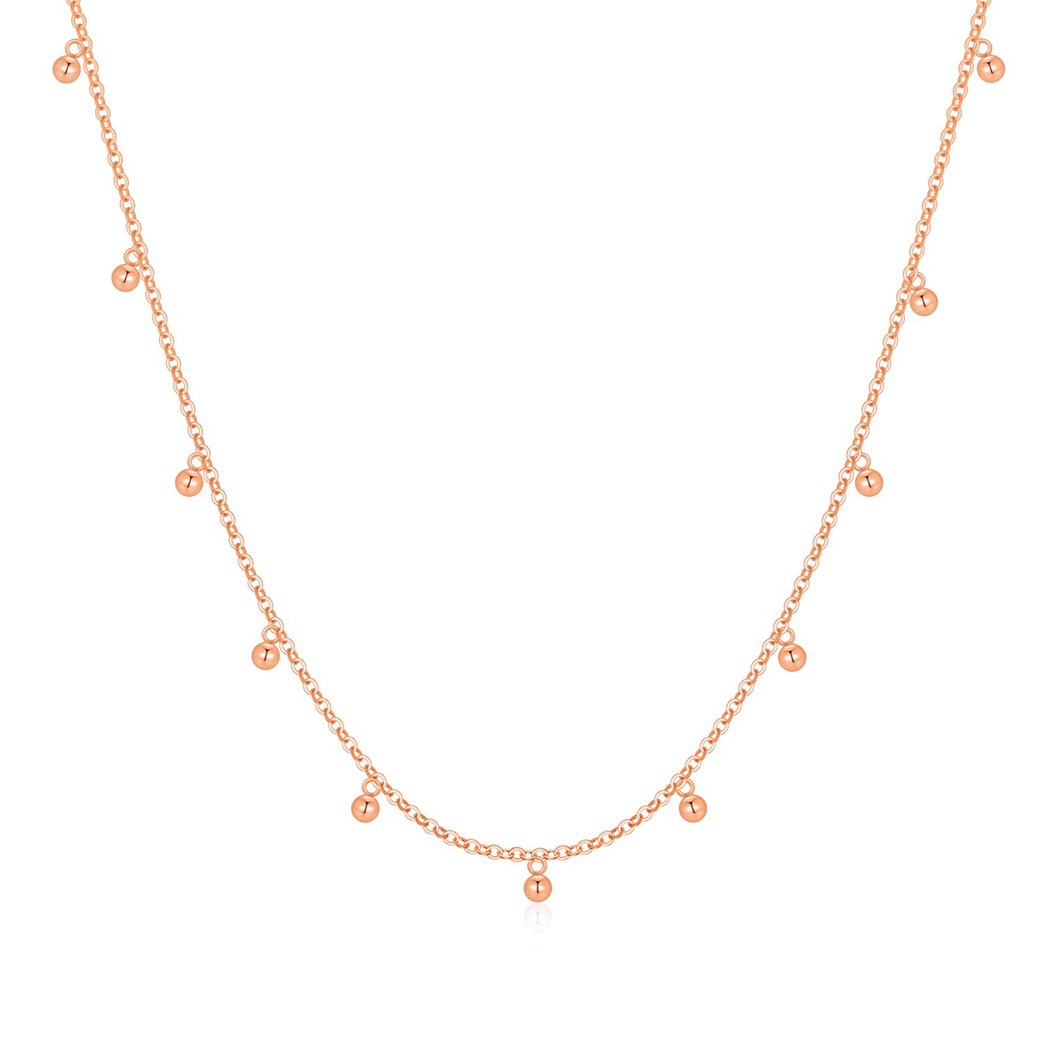 14K Gold Chain with 18K Gold Dangling Beads Necklace for Women - Elegant Tiny Ball Choker Necklace, Perfect Jewelry Gift for Her (14-19 Inch Adjustable) | Ideal for Weddings, Parties, and Everyday Wear