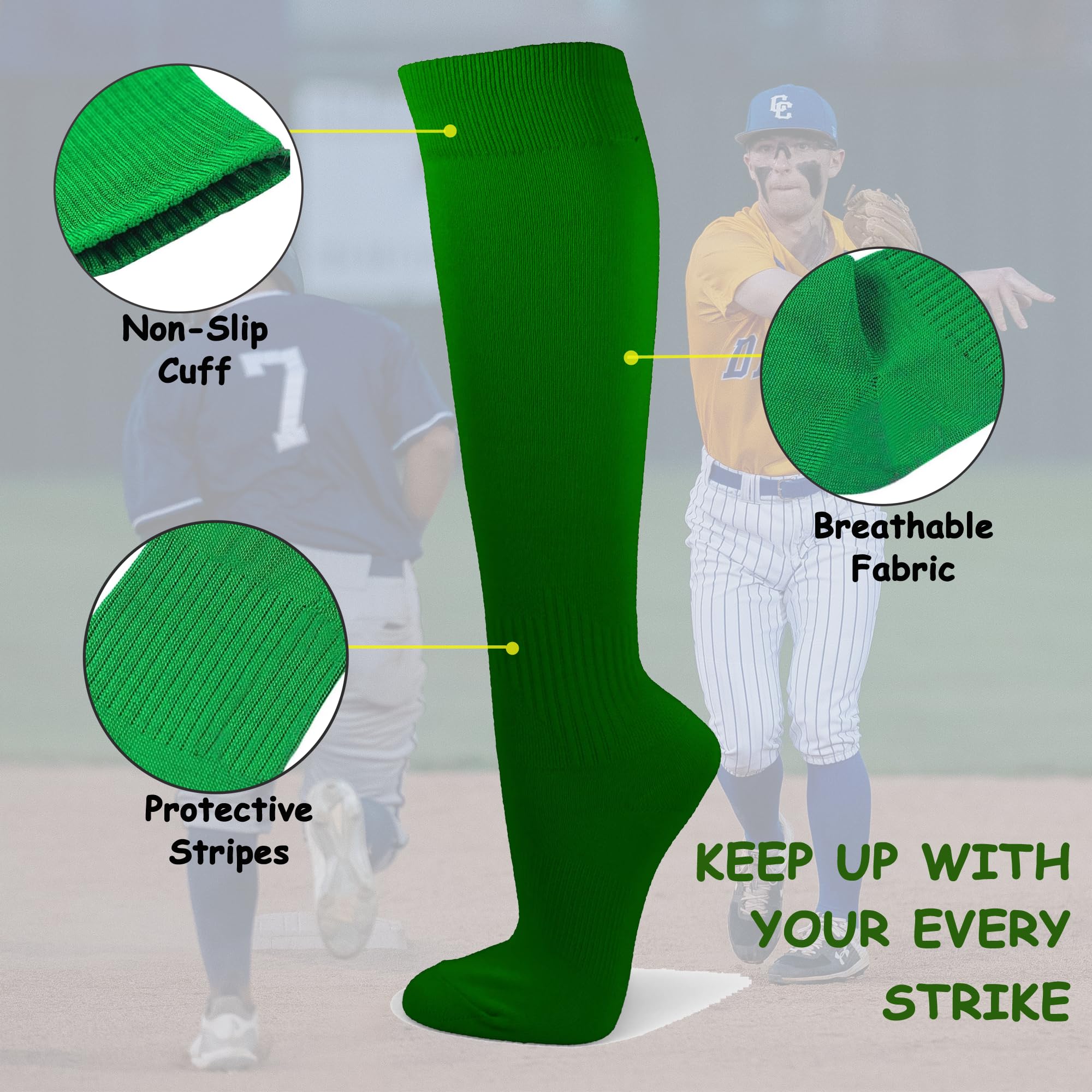 COUVER Affordable Polyester Soccer Socks - Knee High Sports Team Socks for Men & Women - Perfect for Soccer, Football, Running & Athletic Training