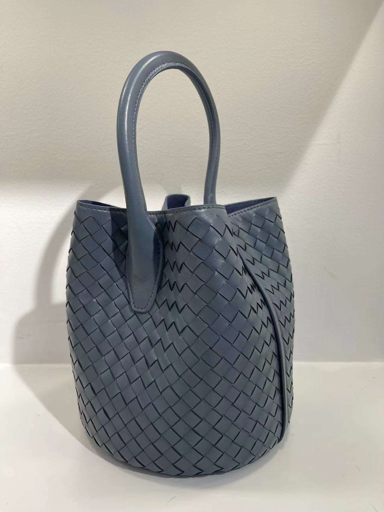 Handwoven Lambskin Bucket Bag for Women - Soft Leather Crossbody Purse with Adjustable Strap - Perfect for Travel, Shopping & Everyday Use
