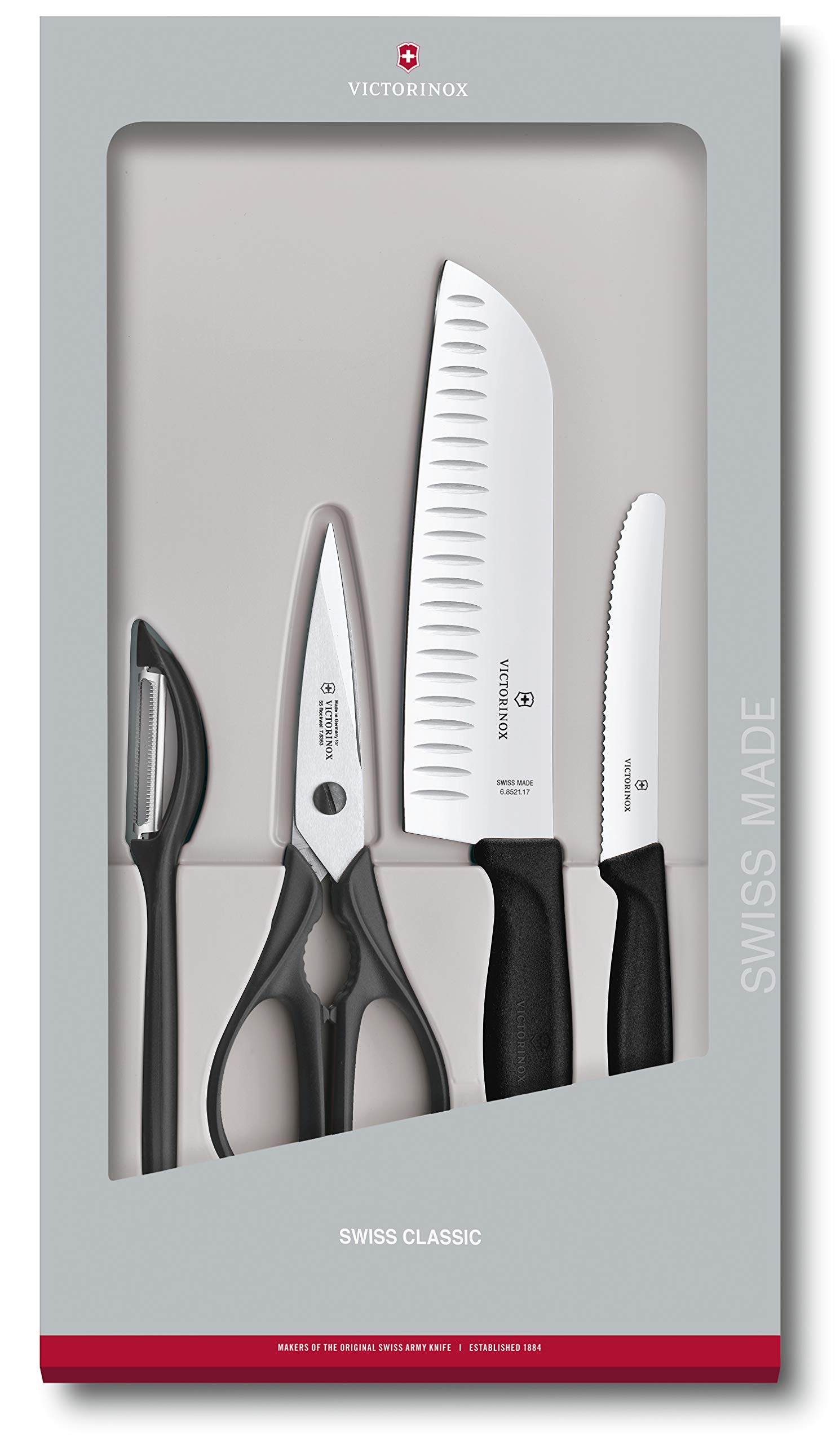 Premium Swiss Classic 4-Piece Kitchen Knife Set - High-Quality Stainless Steel Chef Knives for Cooking, Slicing & Dicing - Perfect for Home Chefs & Professional Kitchens