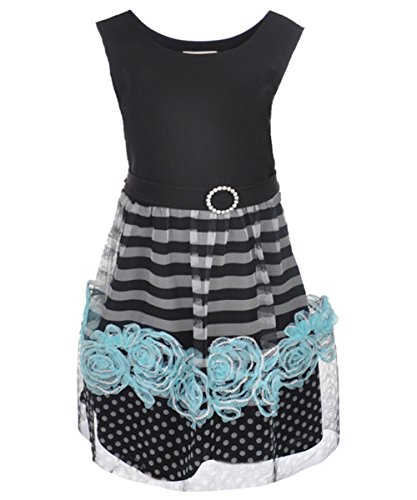 Bonnie Jean Girls Scuba Knit Fit Flare Floral Dress - Cute & Comfortable Party Outfit for Kids, Birthday, Holiday & Special Occasions