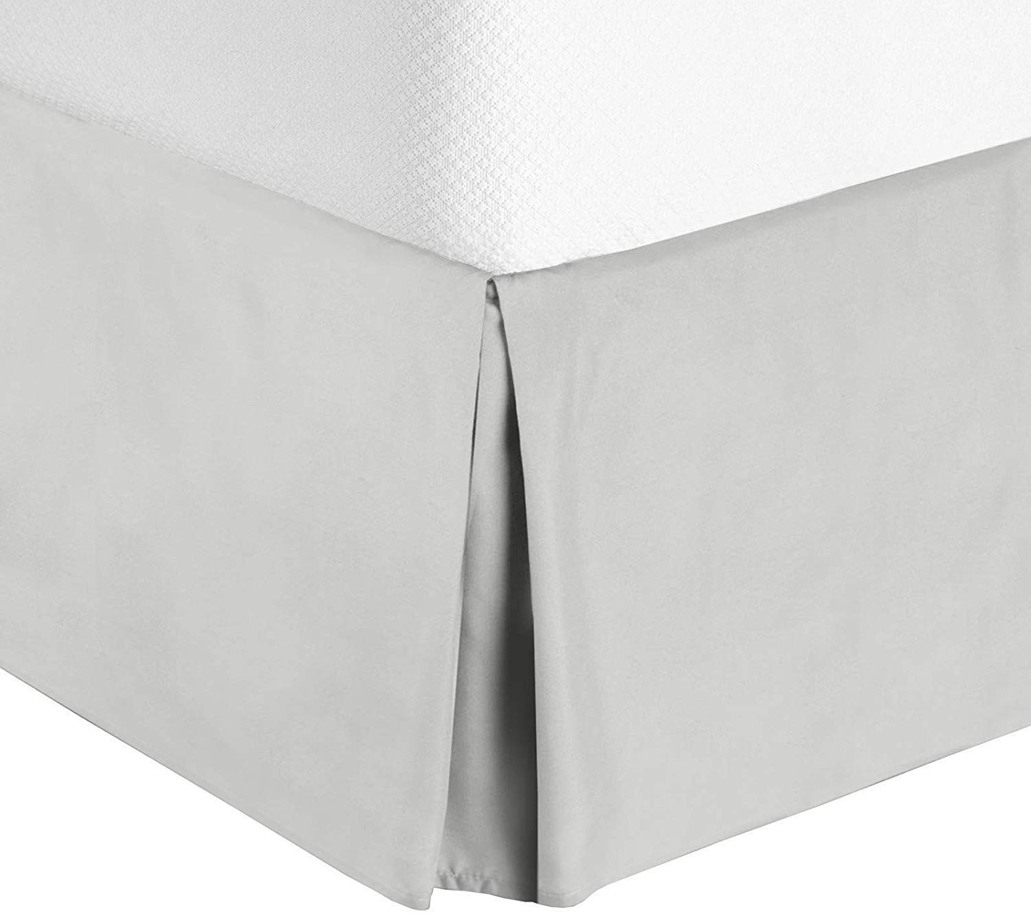 16 Inch Drop Full Size Split Corner Bed Skirt - 100% Natural Cotton Hotel Quality Bedding - Silver Grey Solid Color - Perfect for Guest Rooms & Luxury Bedroom Decor