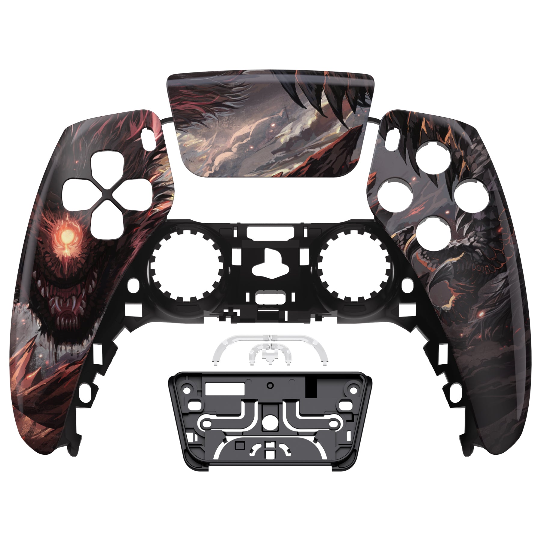 eXtremeRate PS5 Controller Front Housing Shell Replacement for BDM-010/020/030/040/050 - Touchpad Compatible, Cyclops Dragon Design - Perfect for Gaming, Customization & Controller Repair