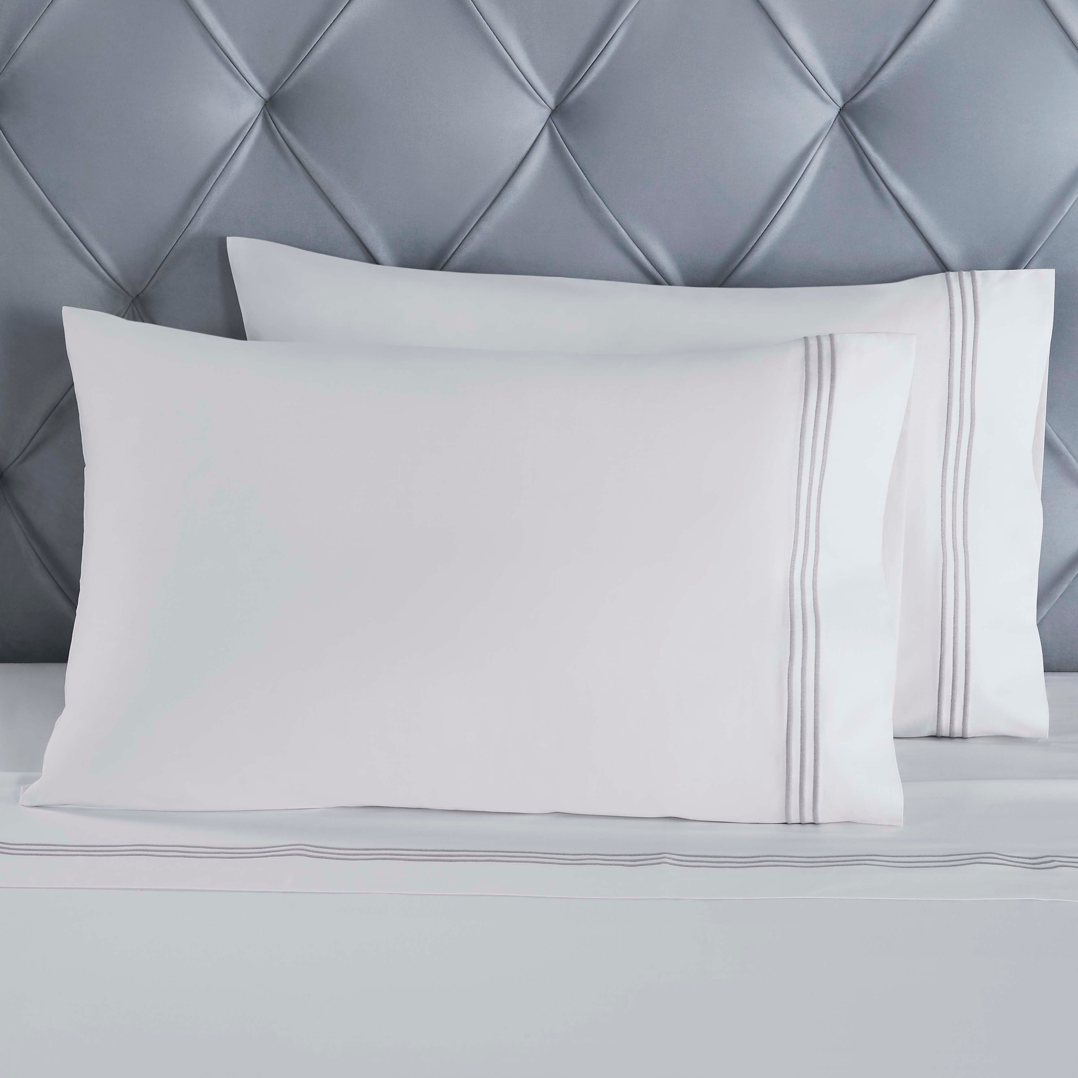 Brandon Cotton 3-Line Embroidered Deep Pocket Bed Sheet Set - Queen Size Soft Luxury Sheets for Comfortable Sleep - Perfect for Master Bedroom, Guest Room & Dorm