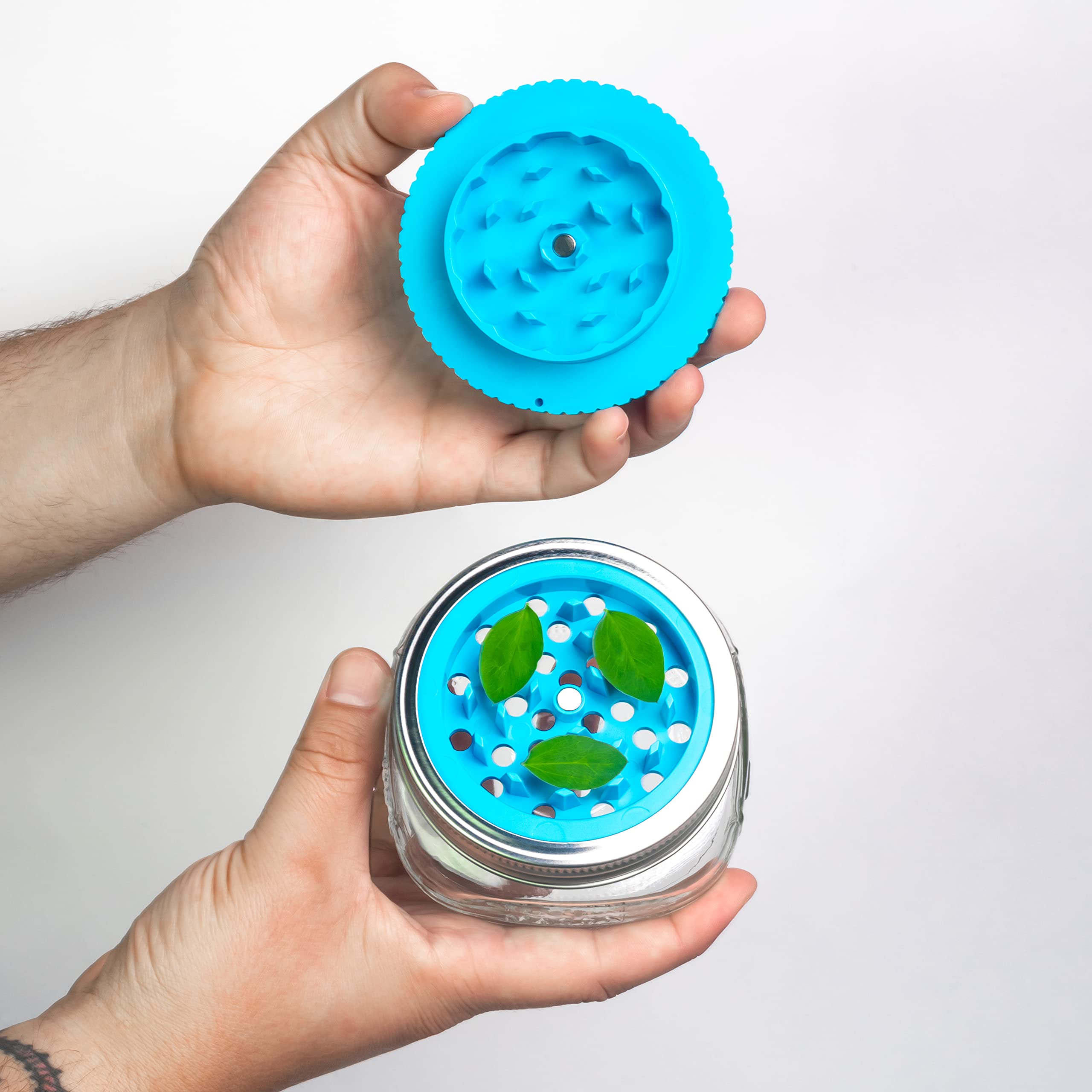 Premium 2-Piece Herb Grinder with Holes - Large Mouth Design for Wide Mason Jars - Durable & Efficient Spice Grinder for Cooking, Baking & Herbal Blends (Jar Not Included) - Perfect for Home Chefs & Herbal Enthusiasts