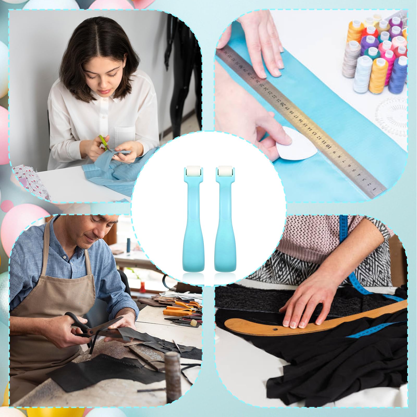 JJUNW 2 Pack Seam Roller Set - Professional Clover Jelly Roll Rug Maker Tool & Tube Maker for Quilting, Sewing, Fabric Crafts - Essential Tailor's Sewing Accessories & Carpet Seam Roller - Perfect for DIY Projects, Home Decor & Professional Tailoring