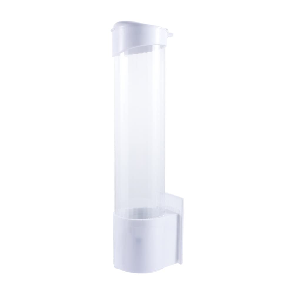 Wall Mounted Plastic Cup Storage Rack & Dispenser - Organizer for Disposable Paper Cups, Cone & Flat Bottom Cups - Space Saving Solution for Home, Office, Kitchen or Coffee Shop (White)