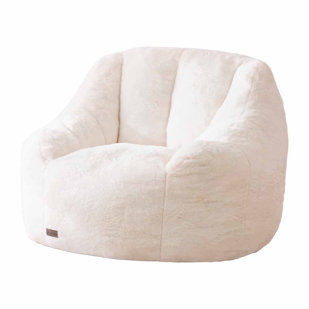 MAXYOYO Faux Fur Bean Bag Chair with High Backrest - Soft Beige Lounge Chair for Living Room, Bedroom & Game Room - Cozy Seating for Relaxing, Reading & Gaming