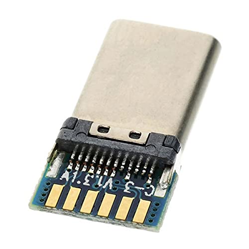 Cablecc DIY 24pin USB 3.1 Type C Male to USB-C SMT Connector with PC Board - Perfect for Laptop Charging, Smartphone Repair & Electronics Projects