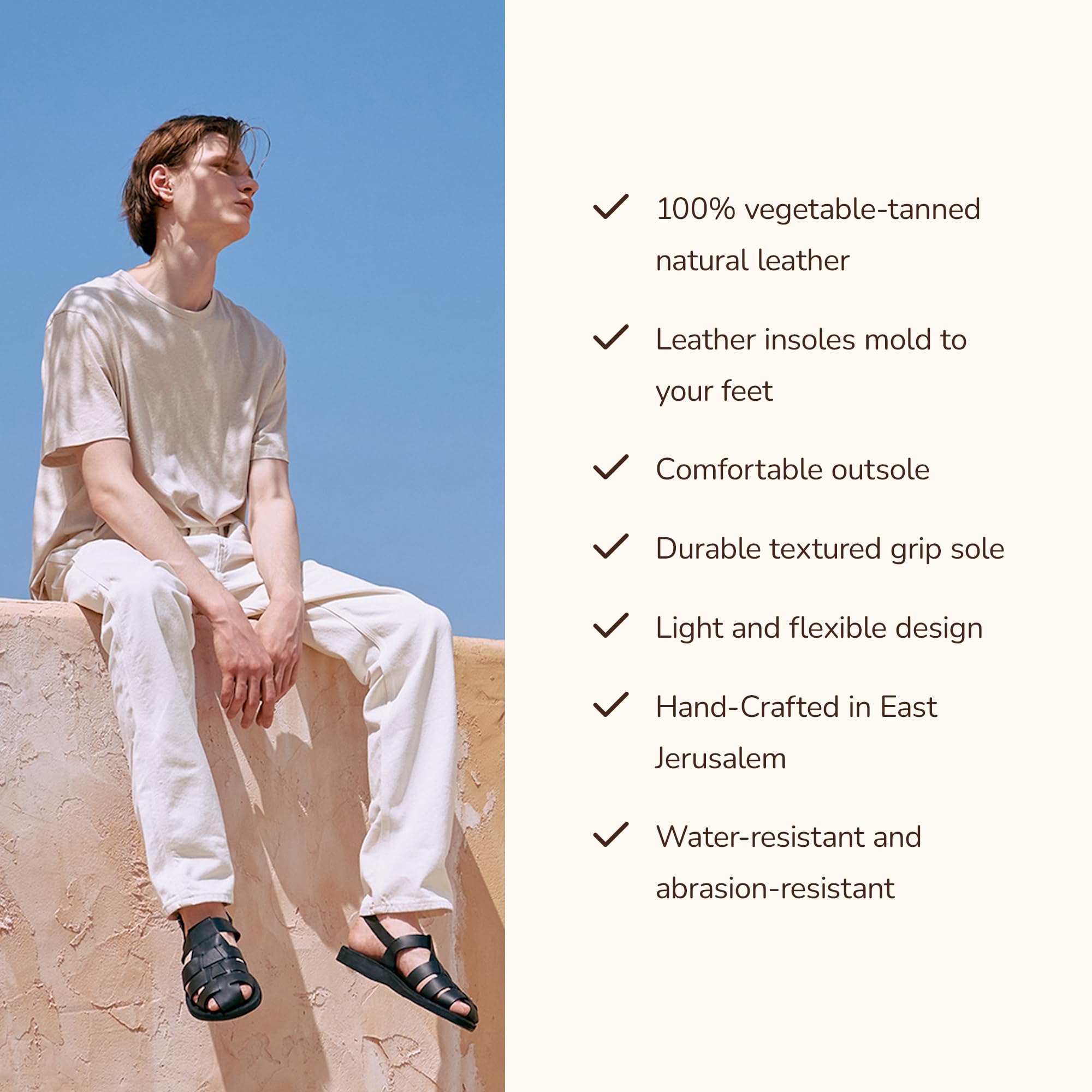 Michael Men's Closed Toe Leather Fisherman Sandals - Comfortable & Durable Casual Footwear for Summer, Beach, and Outdoor Activities